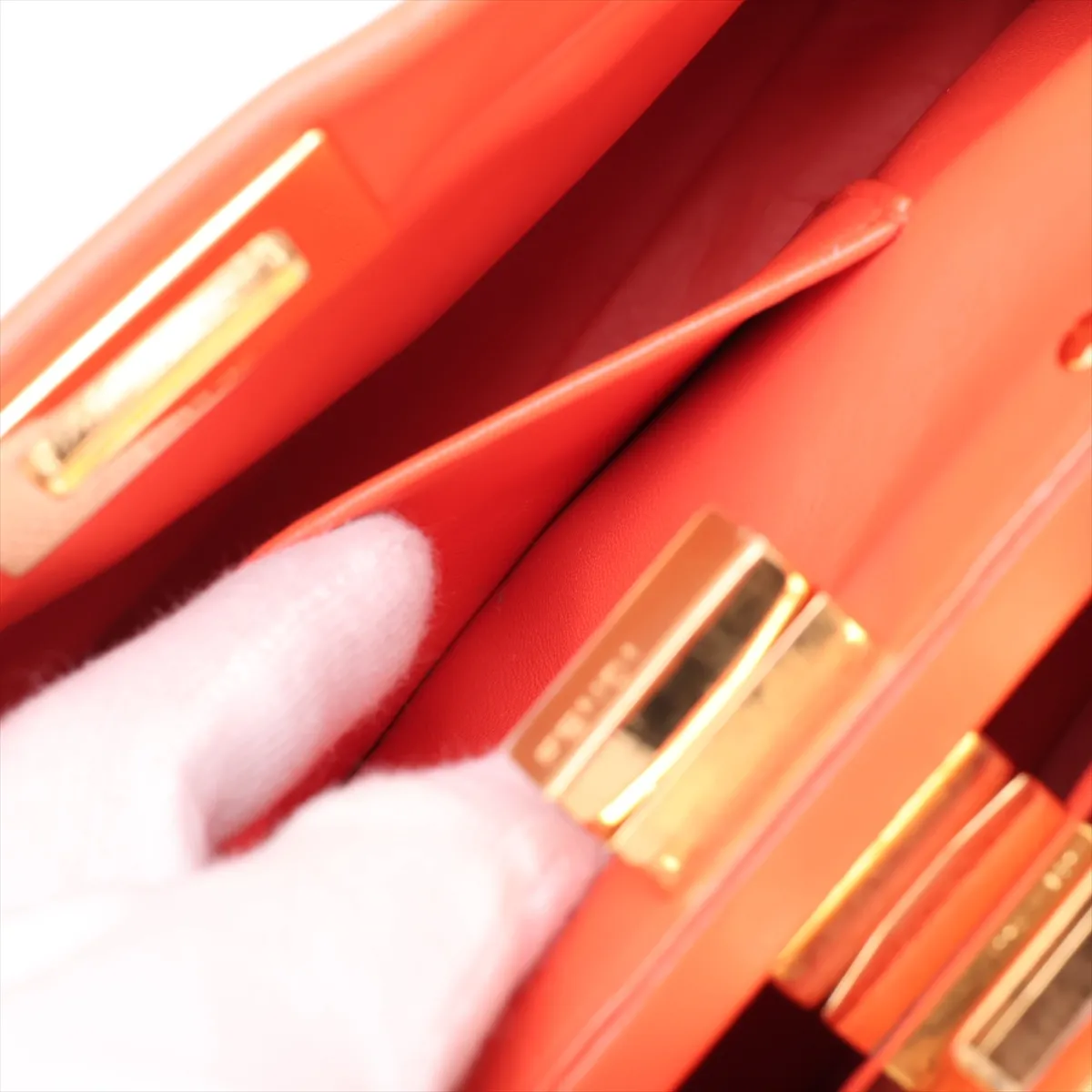 Mini Peekaboo Leather 2-Way Handbag, Orange, 8BN244 — view 10