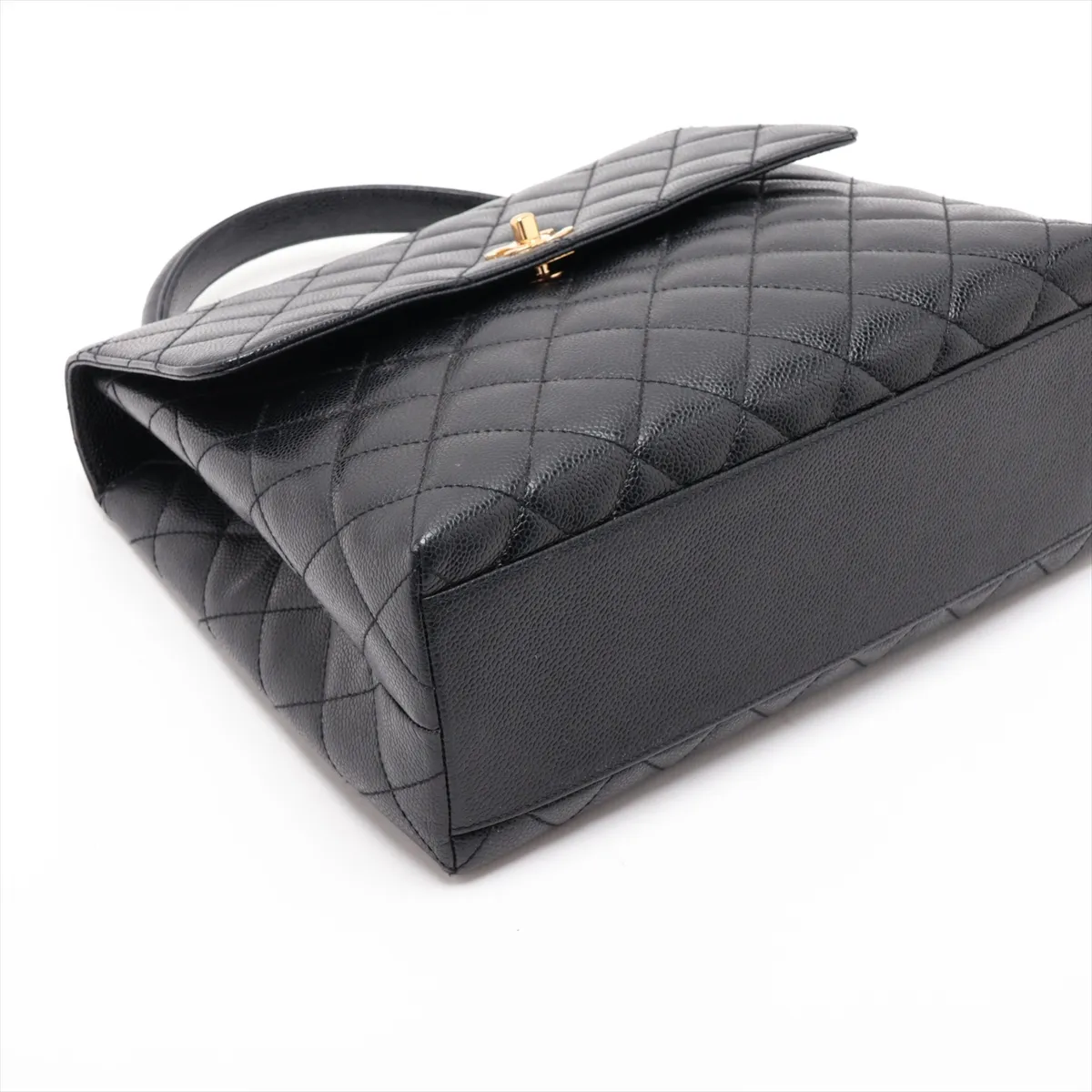 Matelassé Caviar Skin Handbag, Black with Gold Hardware, 7651037, Series 7, A12397 — view 4