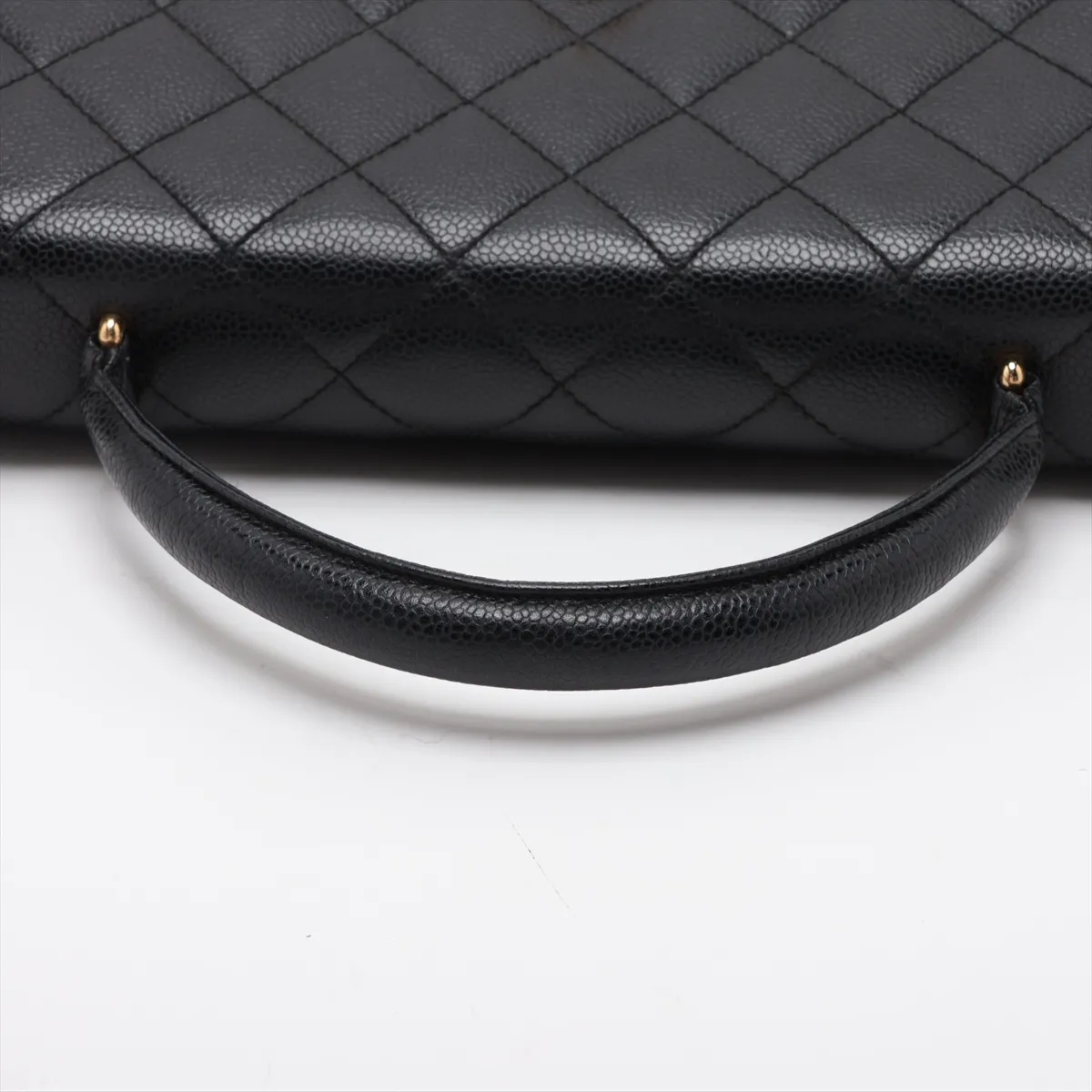 Matelassé Caviar Skin Handbag, Black with Gold Hardware, 7651037, Series 7, A12397 — view 5