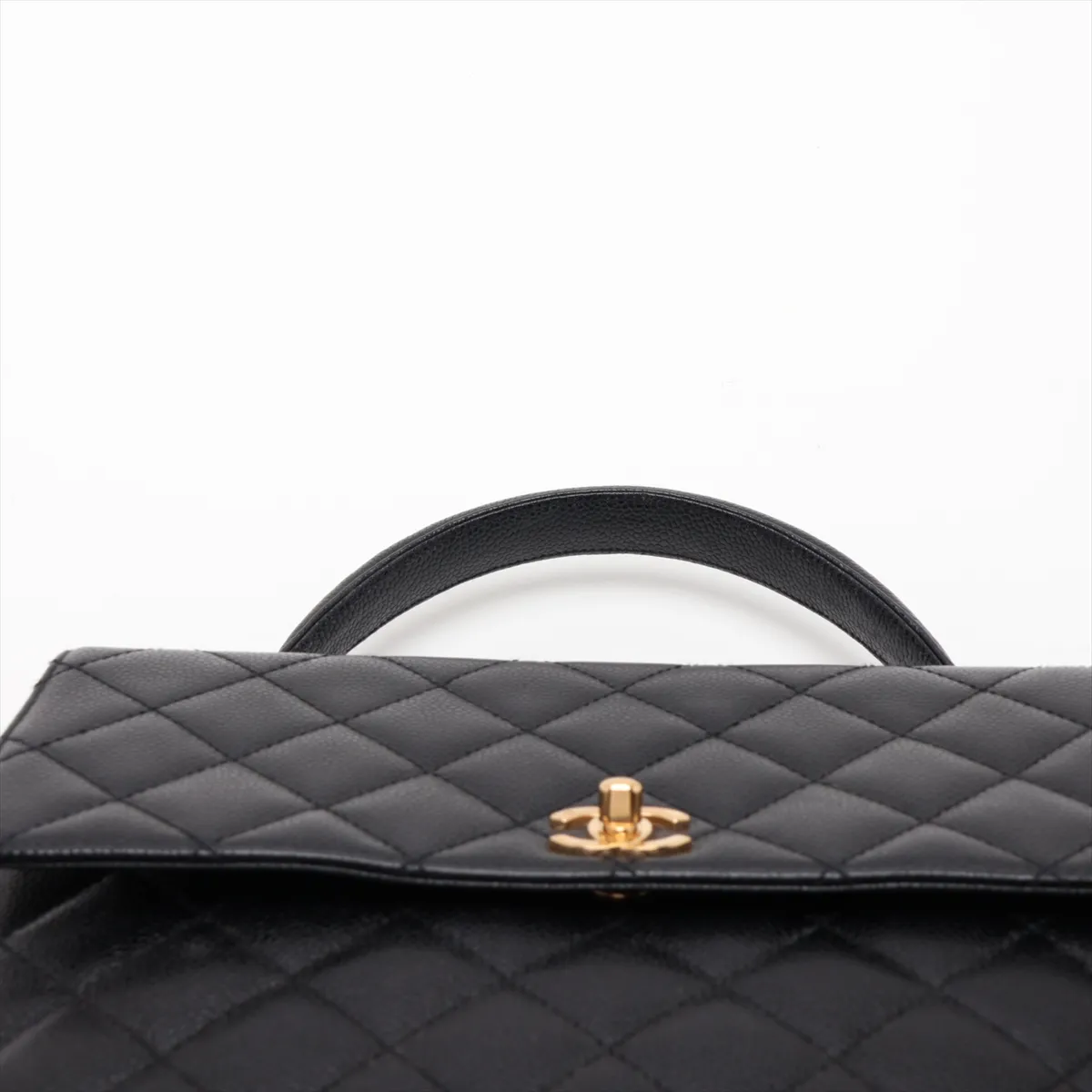 Matelassé Caviar Skin Handbag, Black with Gold Hardware, 7651037, Series 7, A12397 — view 6
