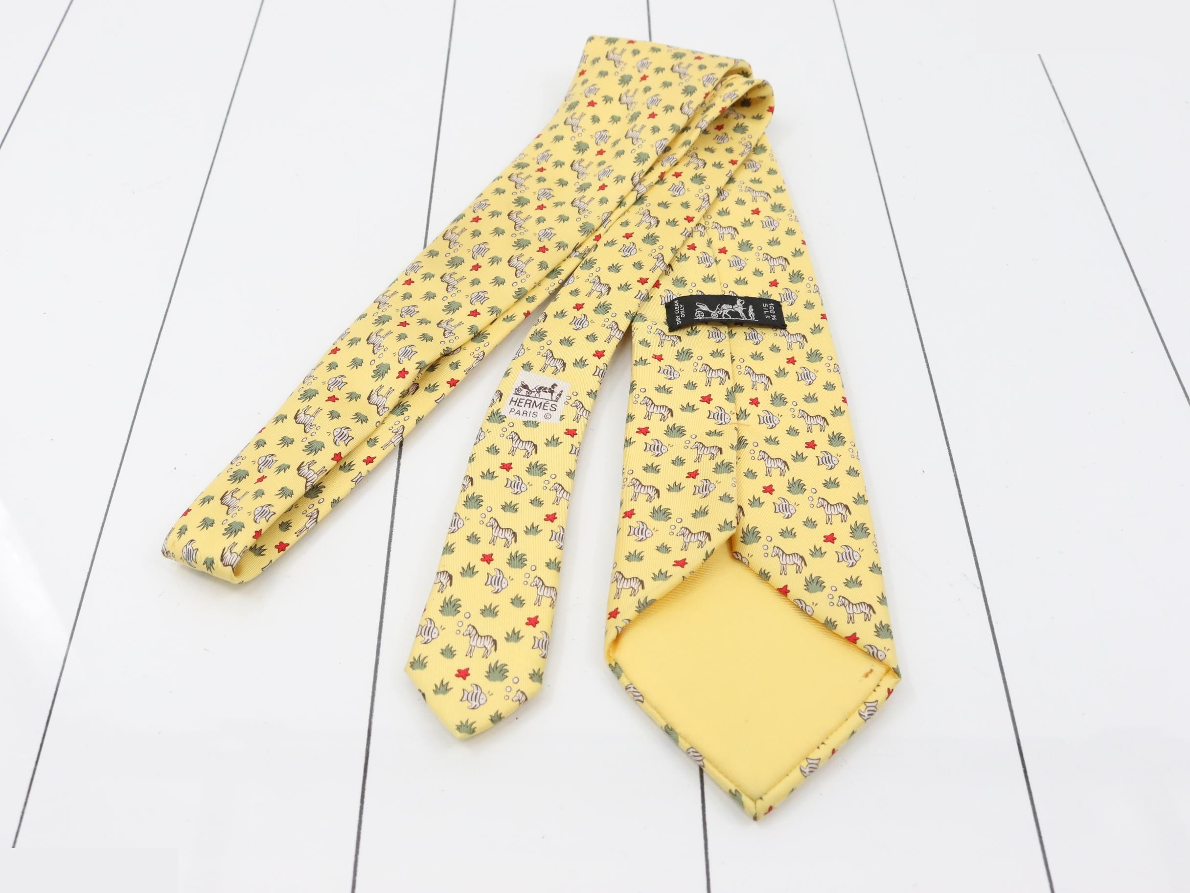 silk tie, cream color, zebra pattern. — view 2