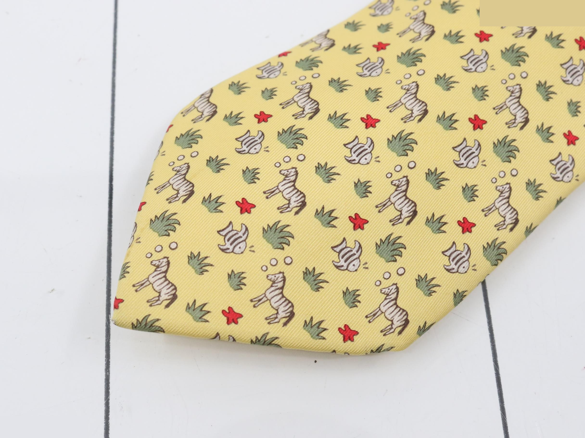 silk tie, cream color, zebra pattern. — view 3