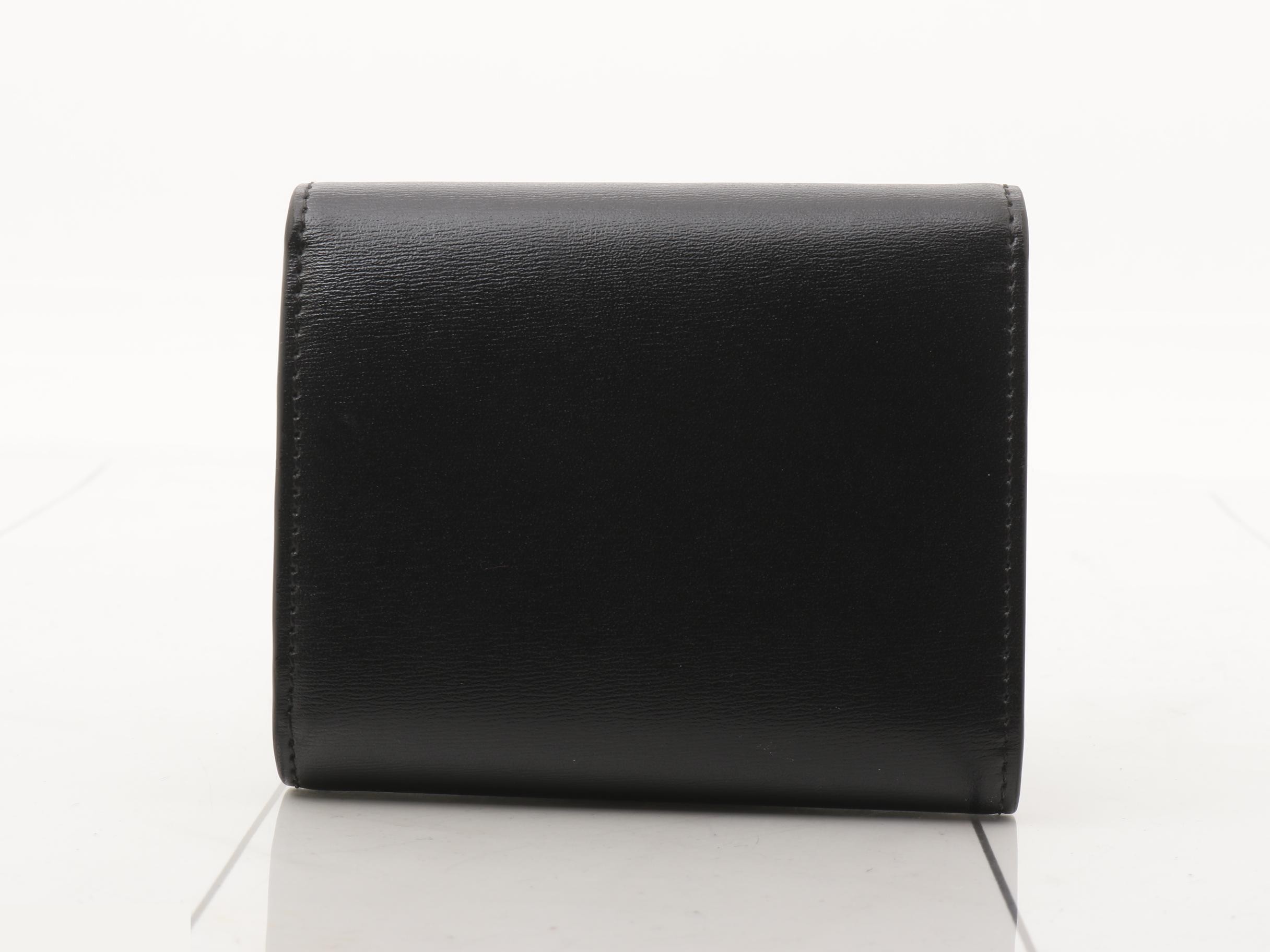 Tri-fold wallet, small, flap wallet, Triomphe, black, GP hardware — view 2