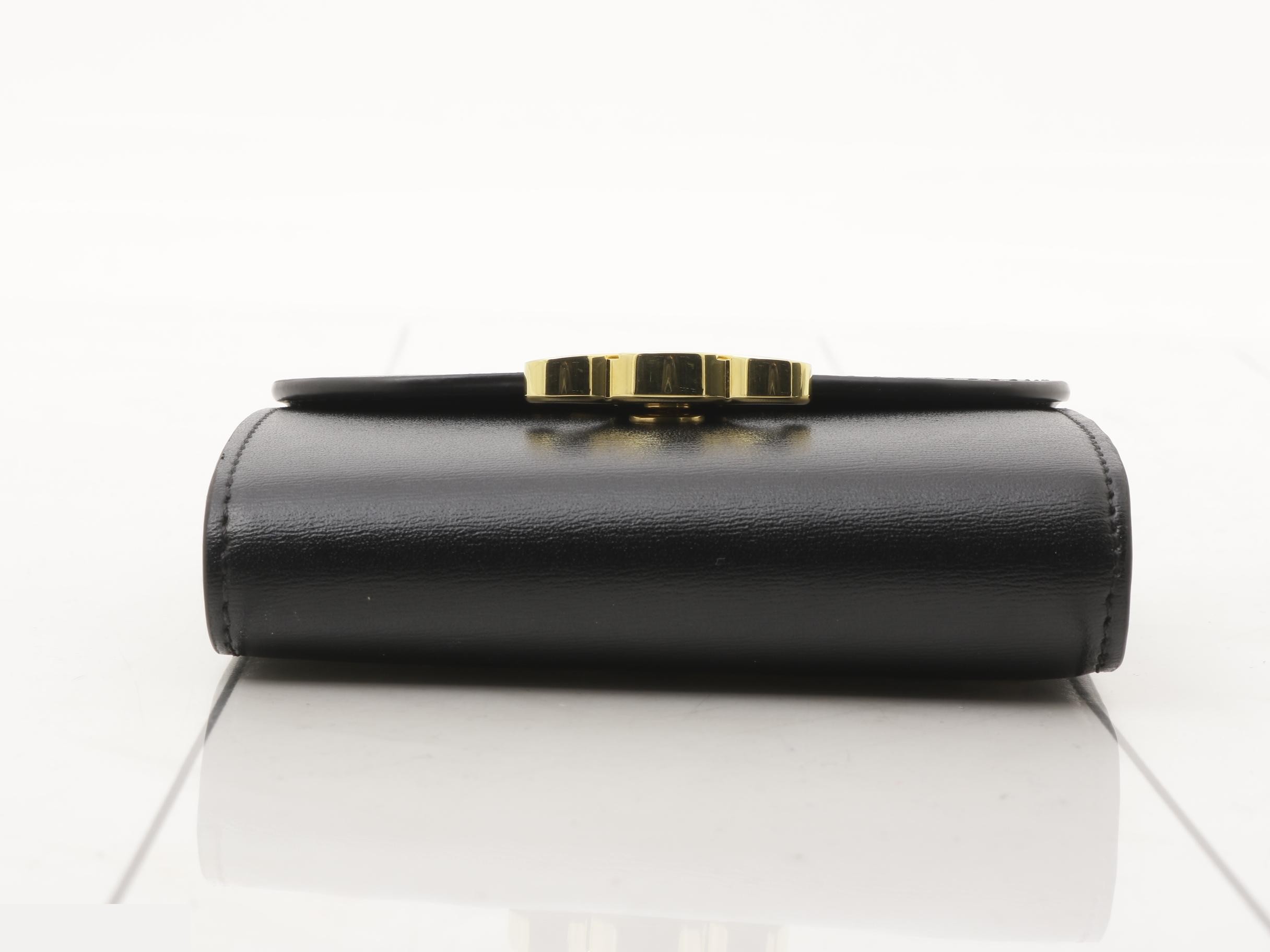 Tri-fold wallet, small, flap wallet, Triomphe, black, GP hardware — view 3