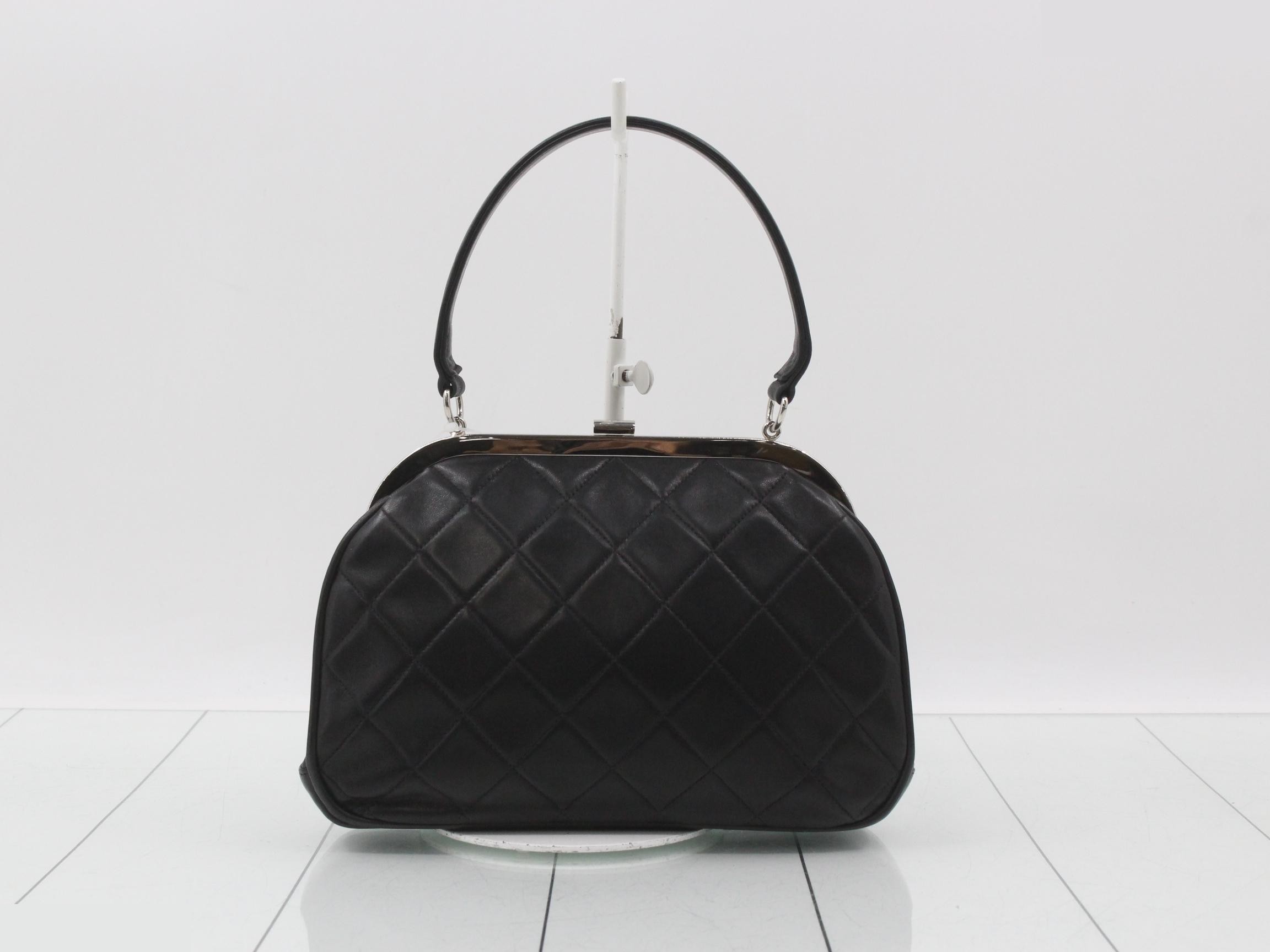 Matelassé Classic Top Handle Lambskin Black Silver Hardware 4 Series W23 — view 2