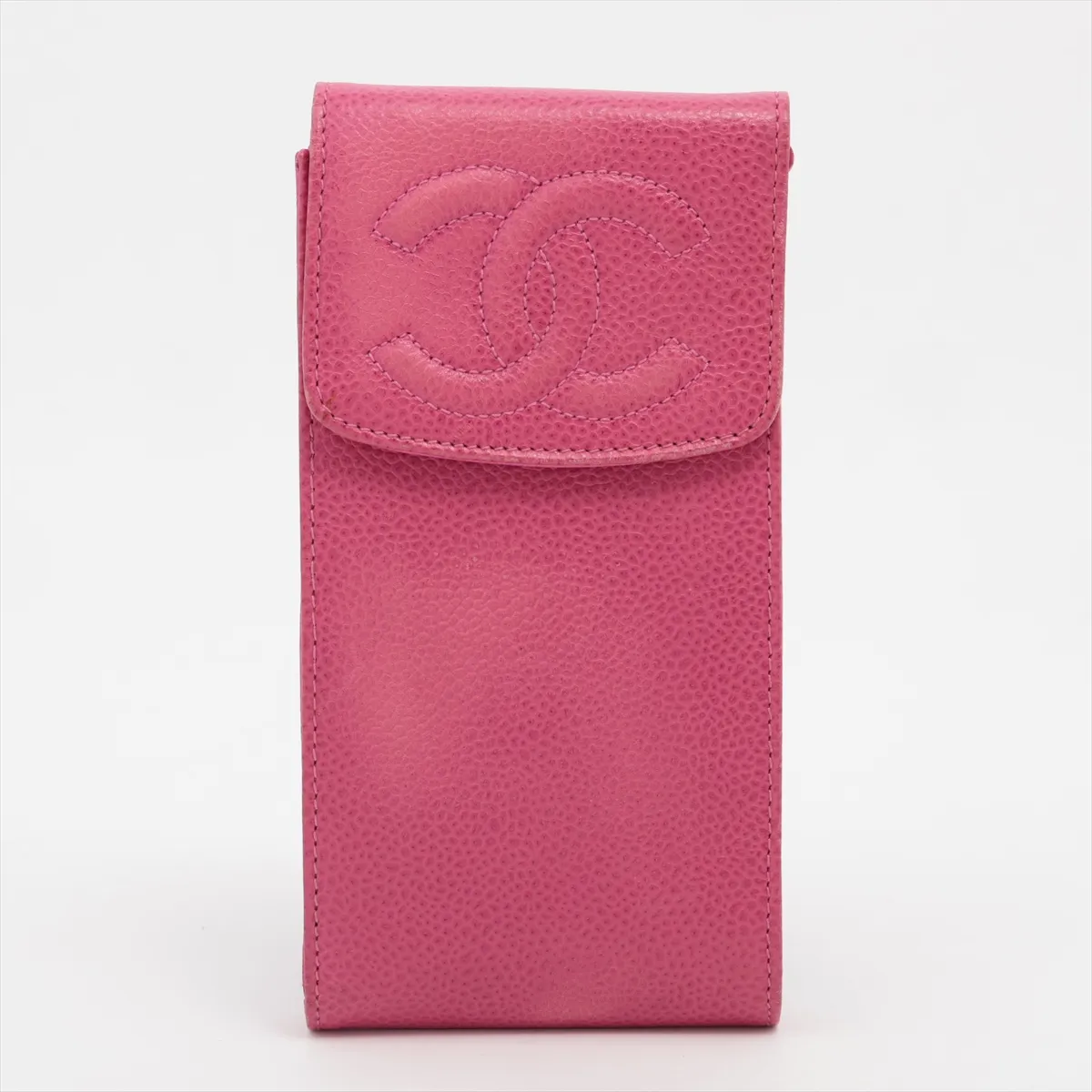 Coco Mark Caviar Skin Smartphone Case, Pink with Gold Hardware, 4130072