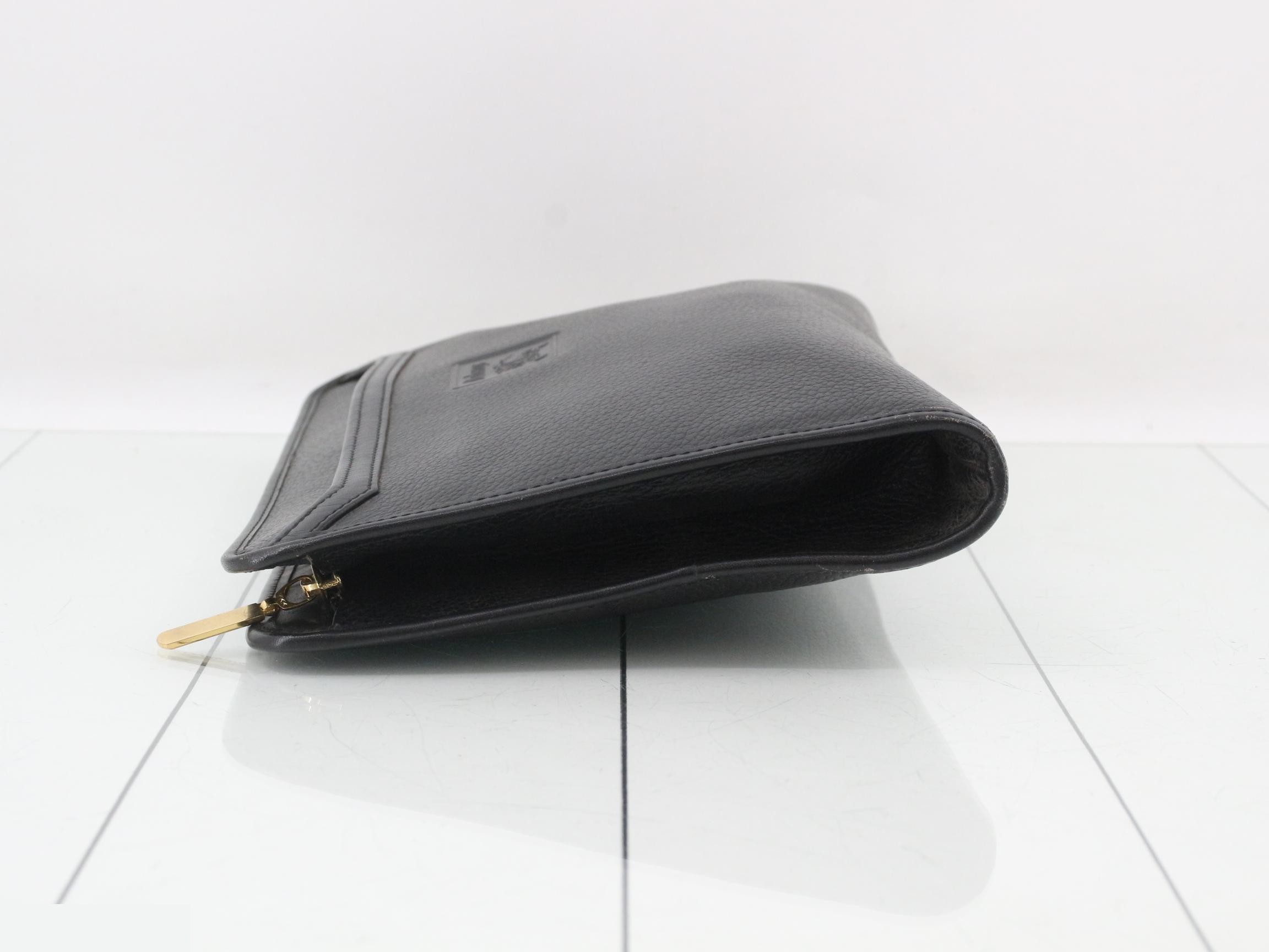 Leather clutch bag, black — view 4