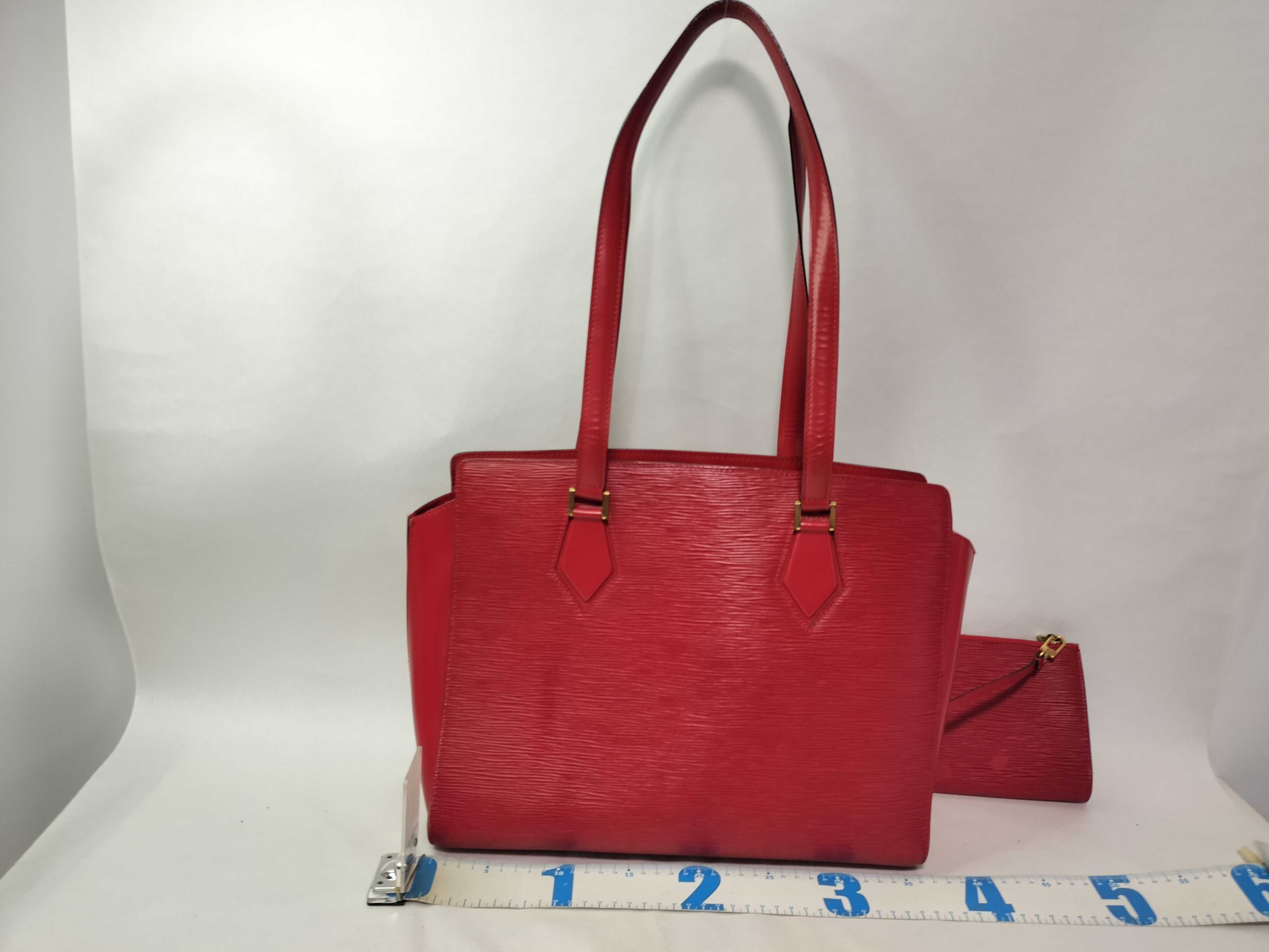 Epi LV Red Epi Deplex Bucket Pouch Tote Bag — view 2