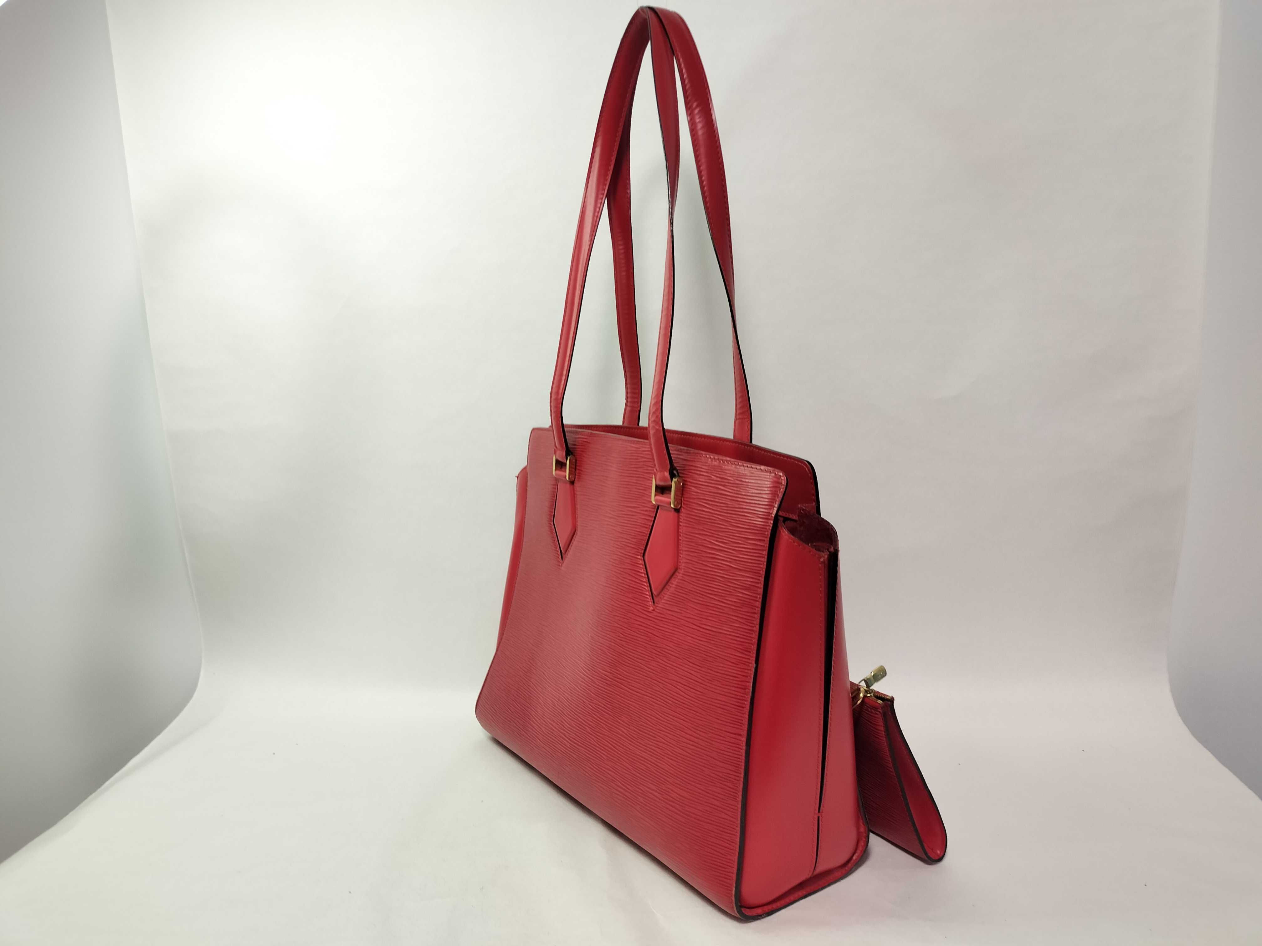 Epi LV Red Epi Deplex Bucket Pouch Tote Bag — view 3