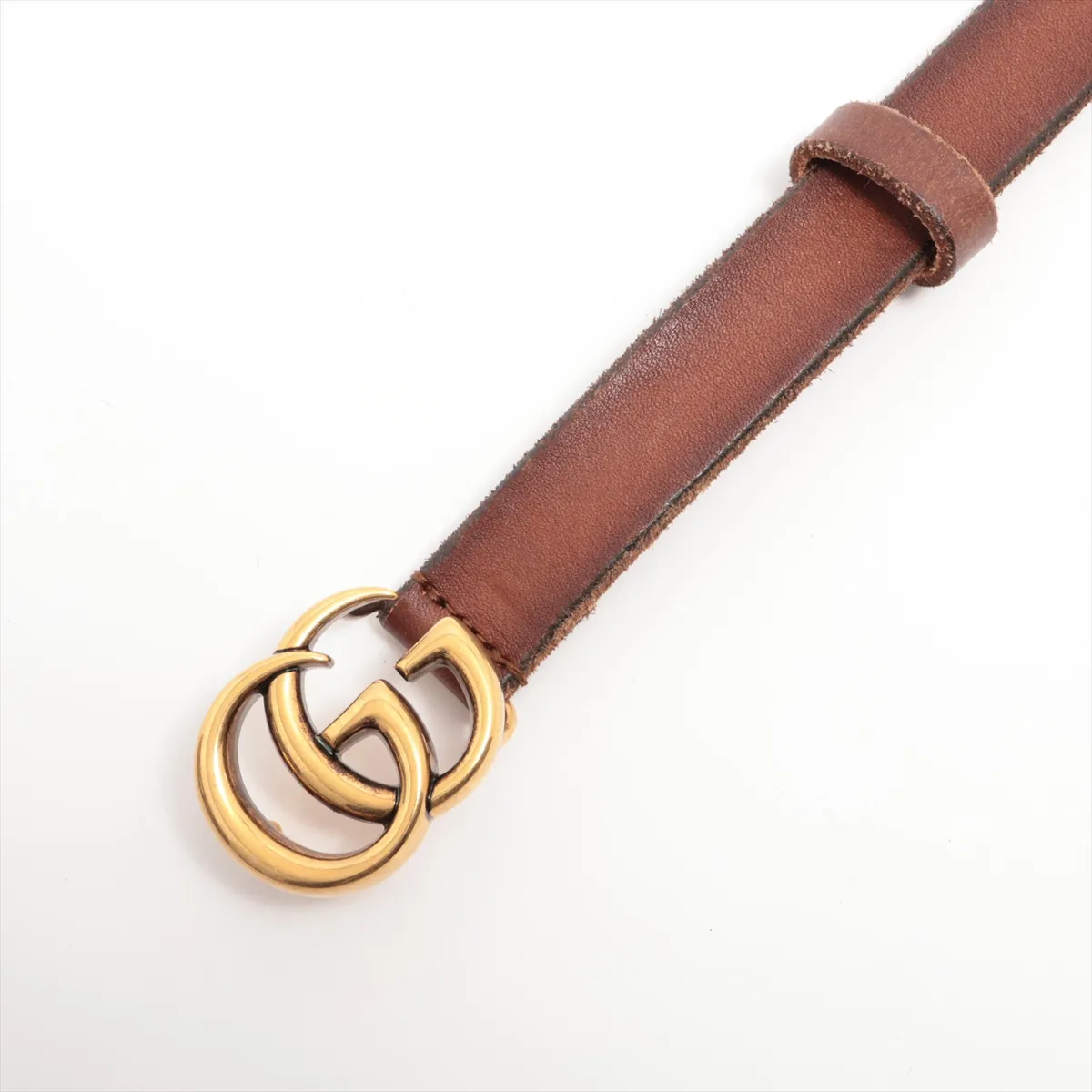 409417 GG Marmont Belt 70 GP x Leather Gold x Brown — view 2