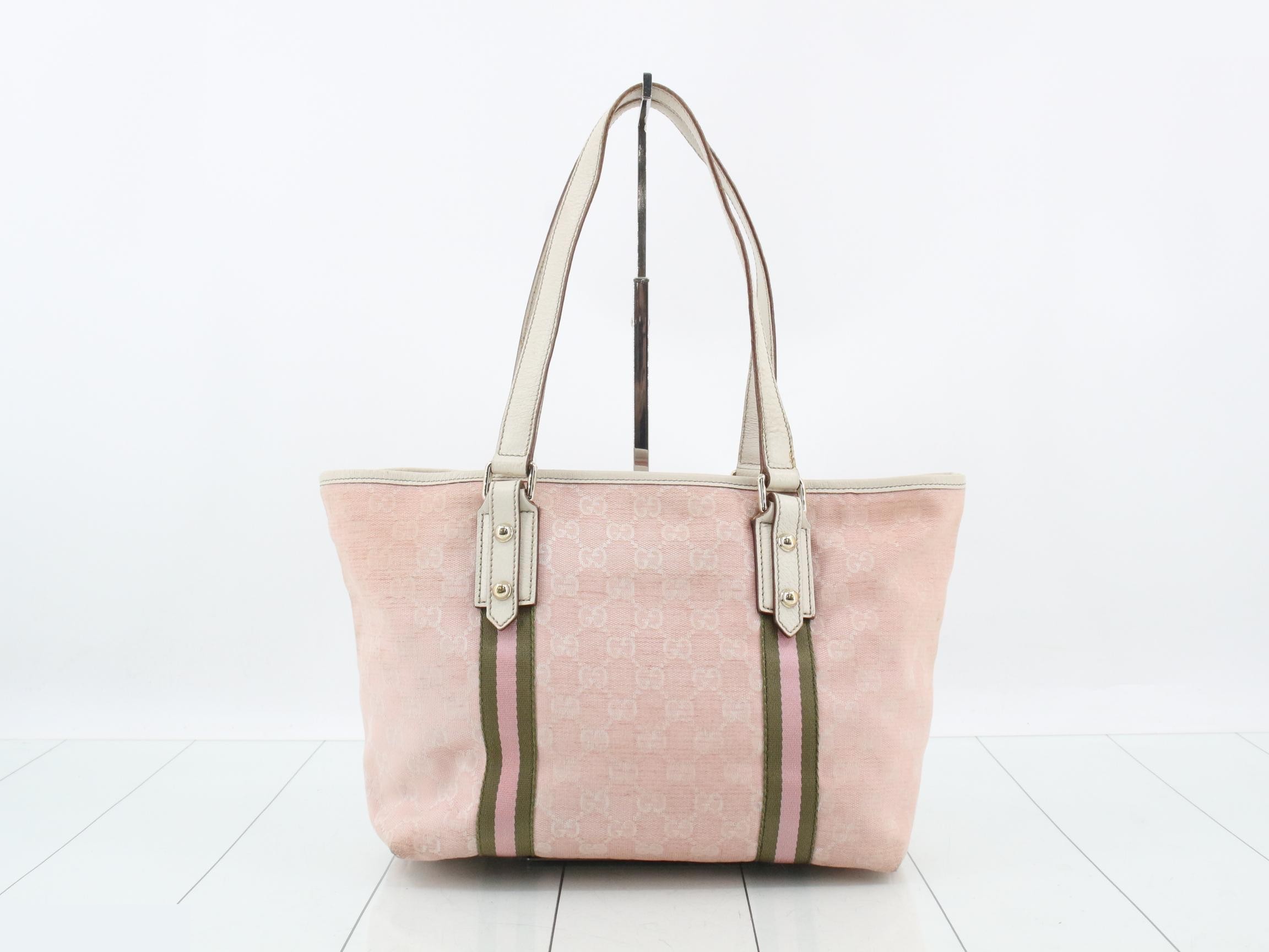 GG Canvas Tote Bag, Canvas/Leather, Pink — view 2