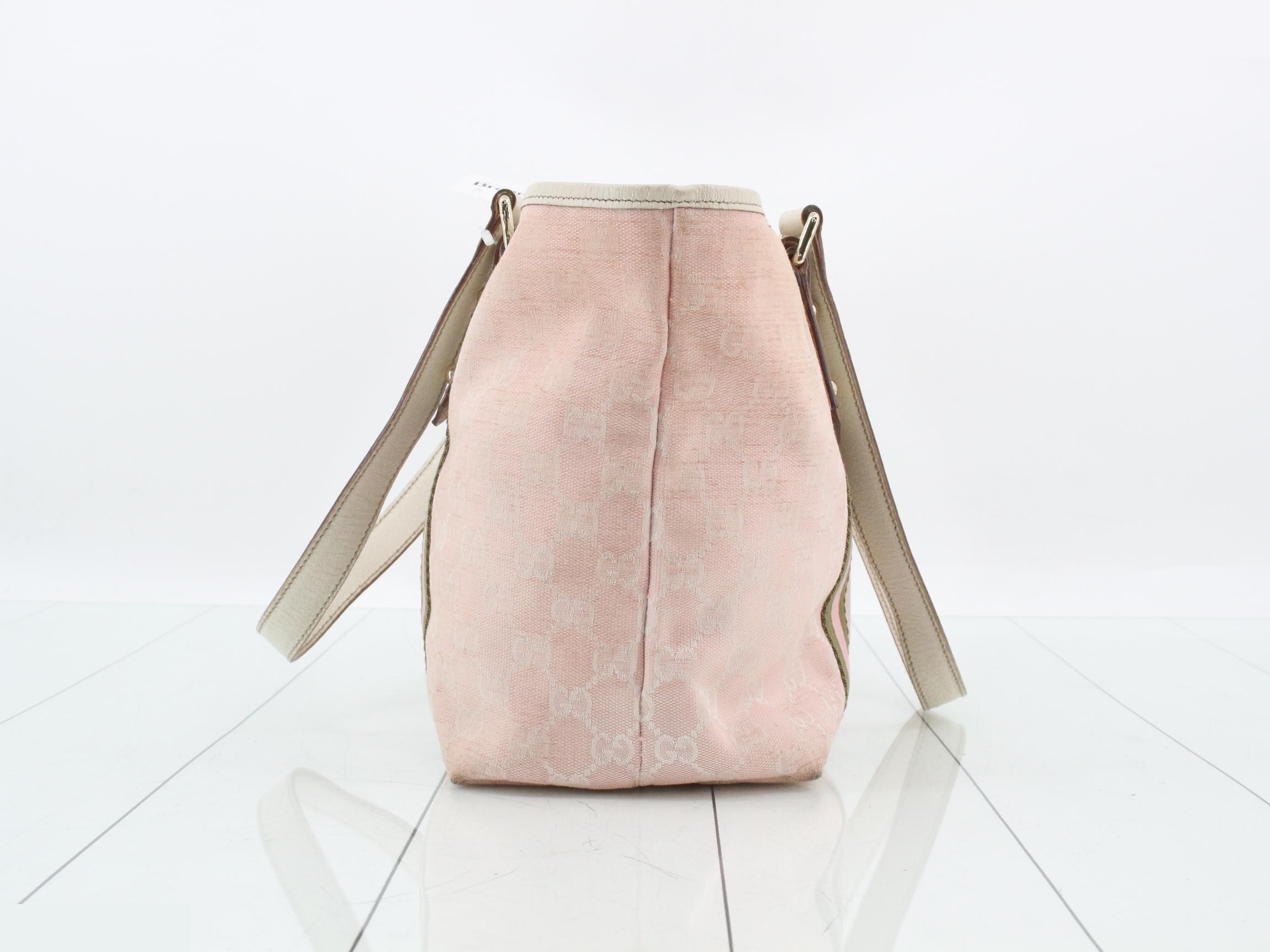 GG Canvas Tote Bag, Canvas/Leather, Pink — view 3