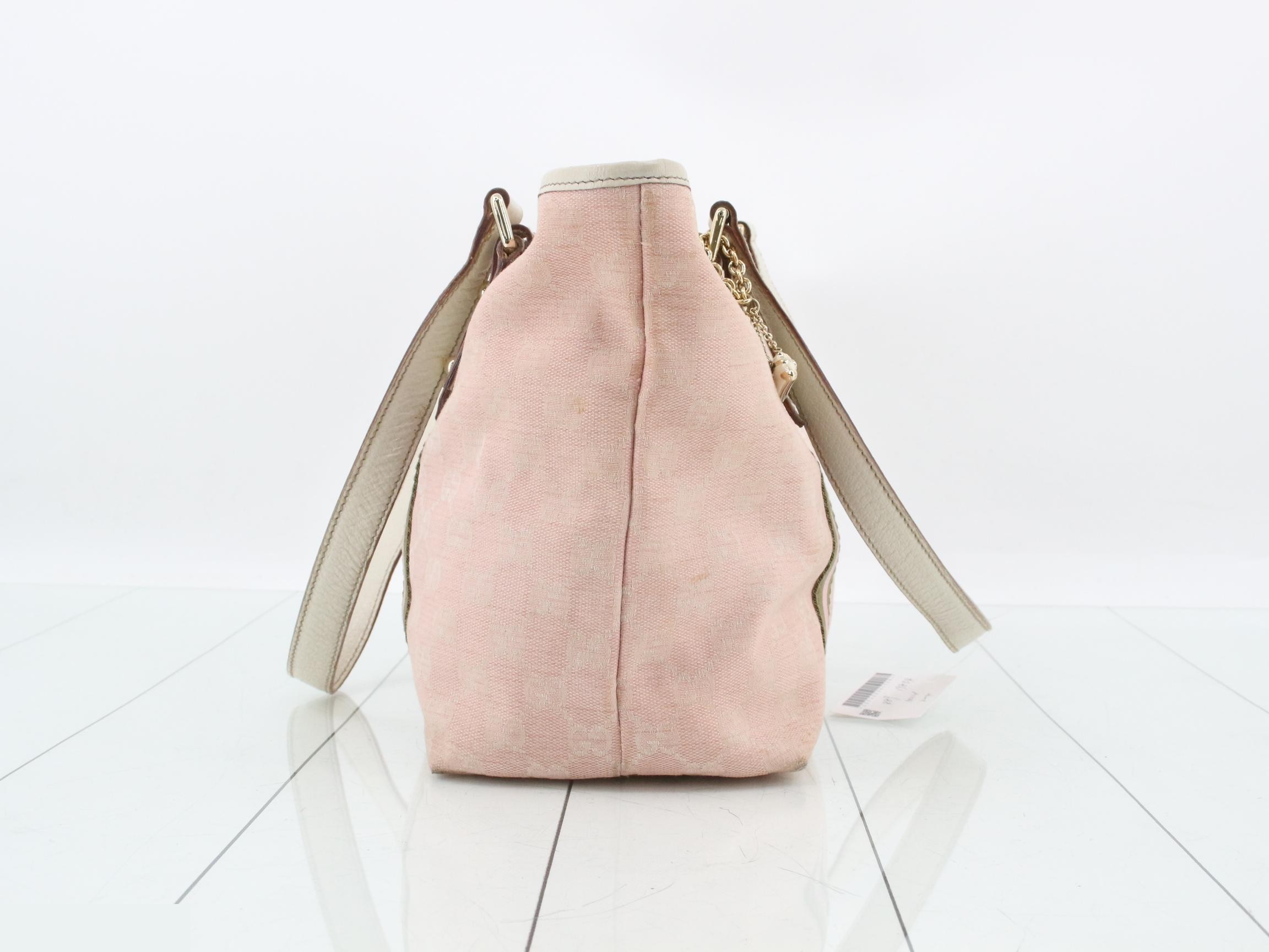 GG Canvas Tote Bag, Canvas/Leather, Pink — view 4