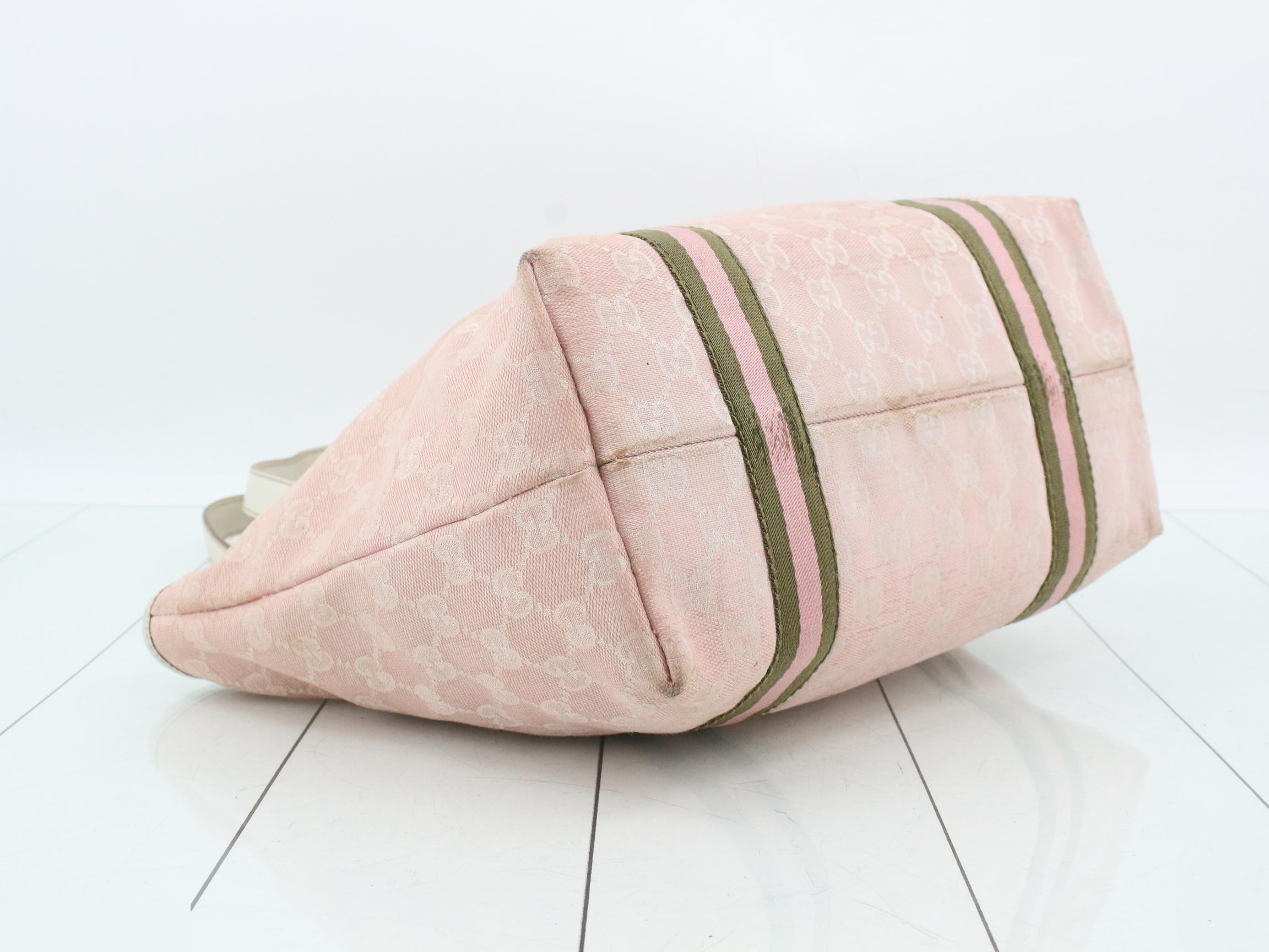 GG Canvas Tote Bag, Canvas/Leather, Pink — view 5