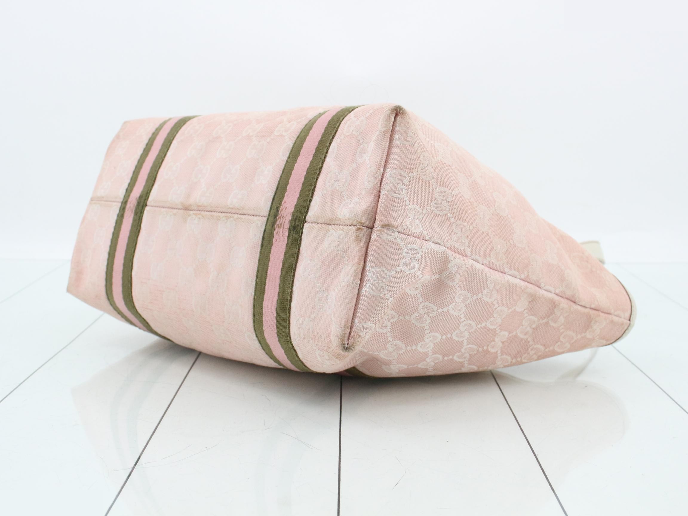 GG Canvas Tote Bag, Canvas/Leather, Pink — view 6