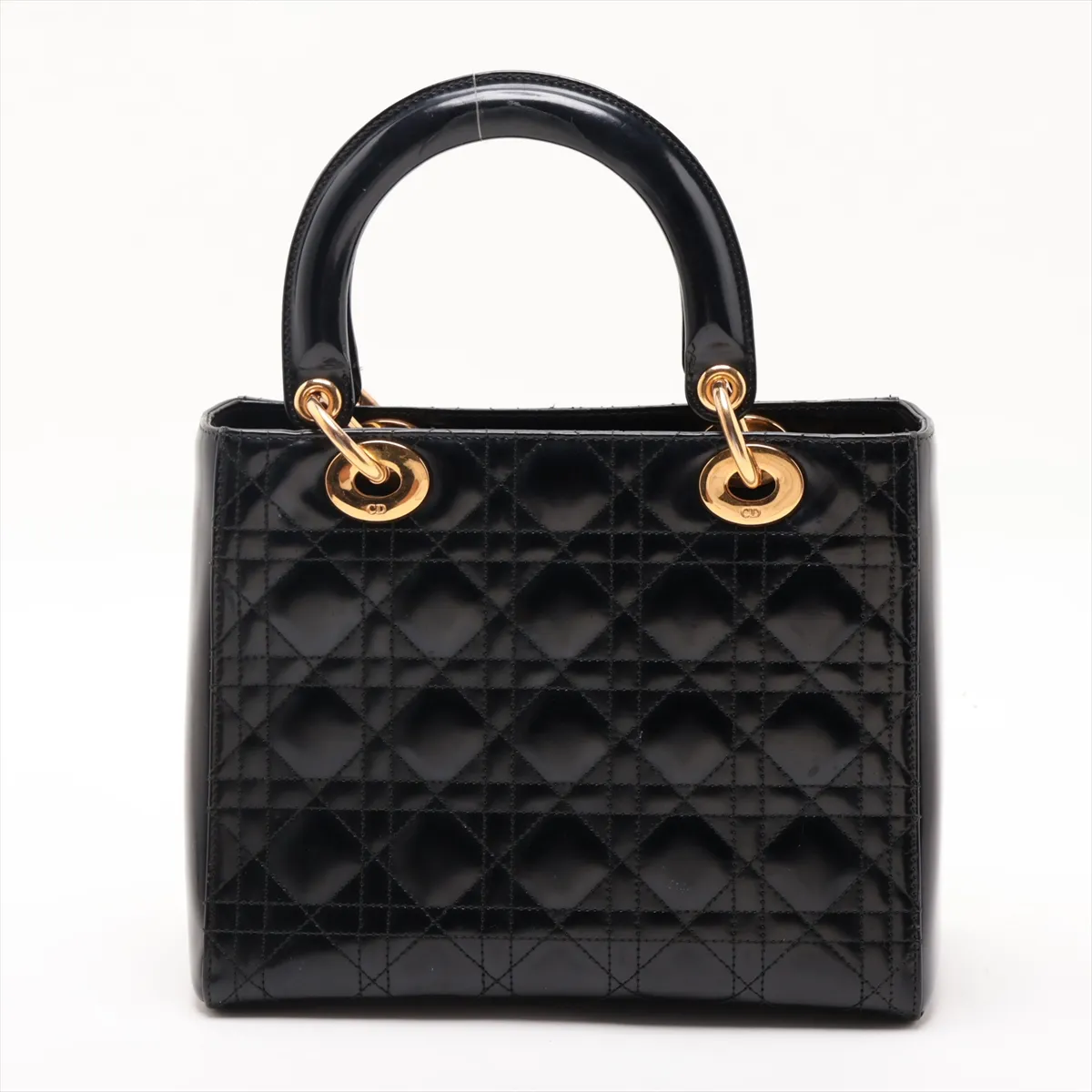 Cannage Lady Dior Leather Handbag, Black — view 2