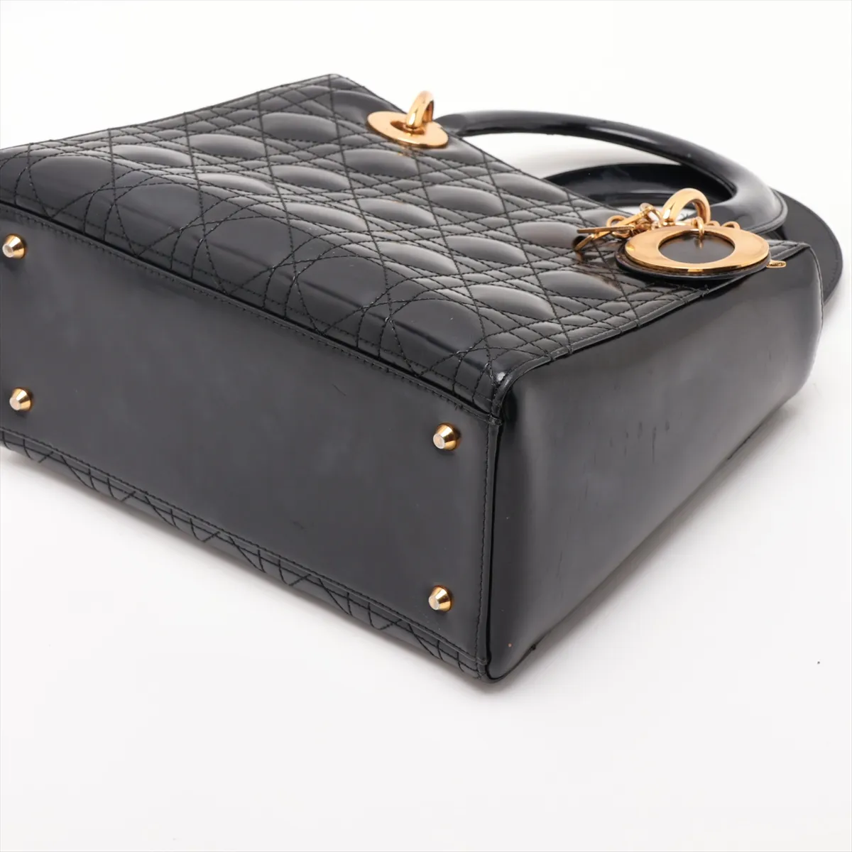 Cannage Lady Dior Leather Handbag, Black — view 3
