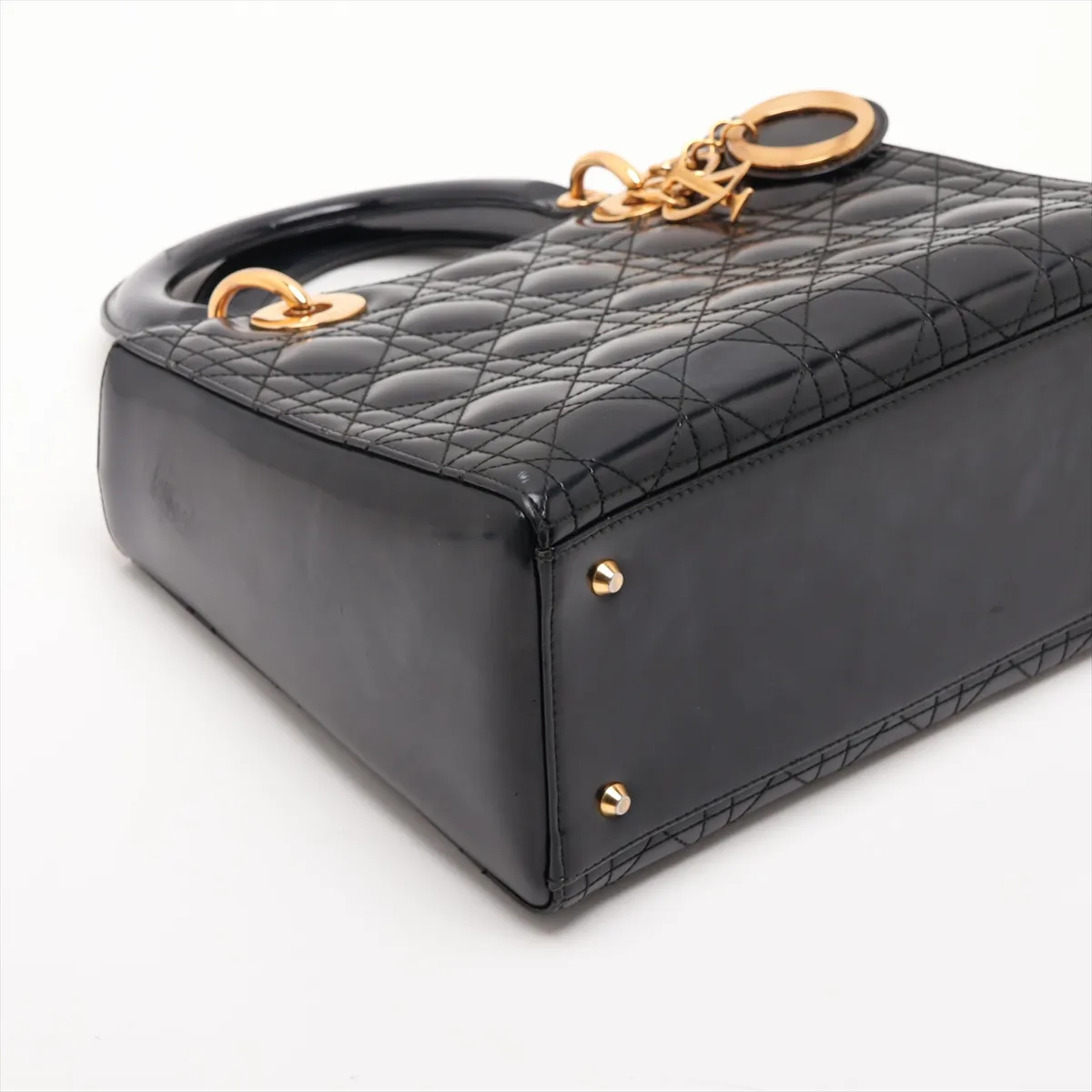 Cannage Lady Dior Leather Handbag, Black — view 4