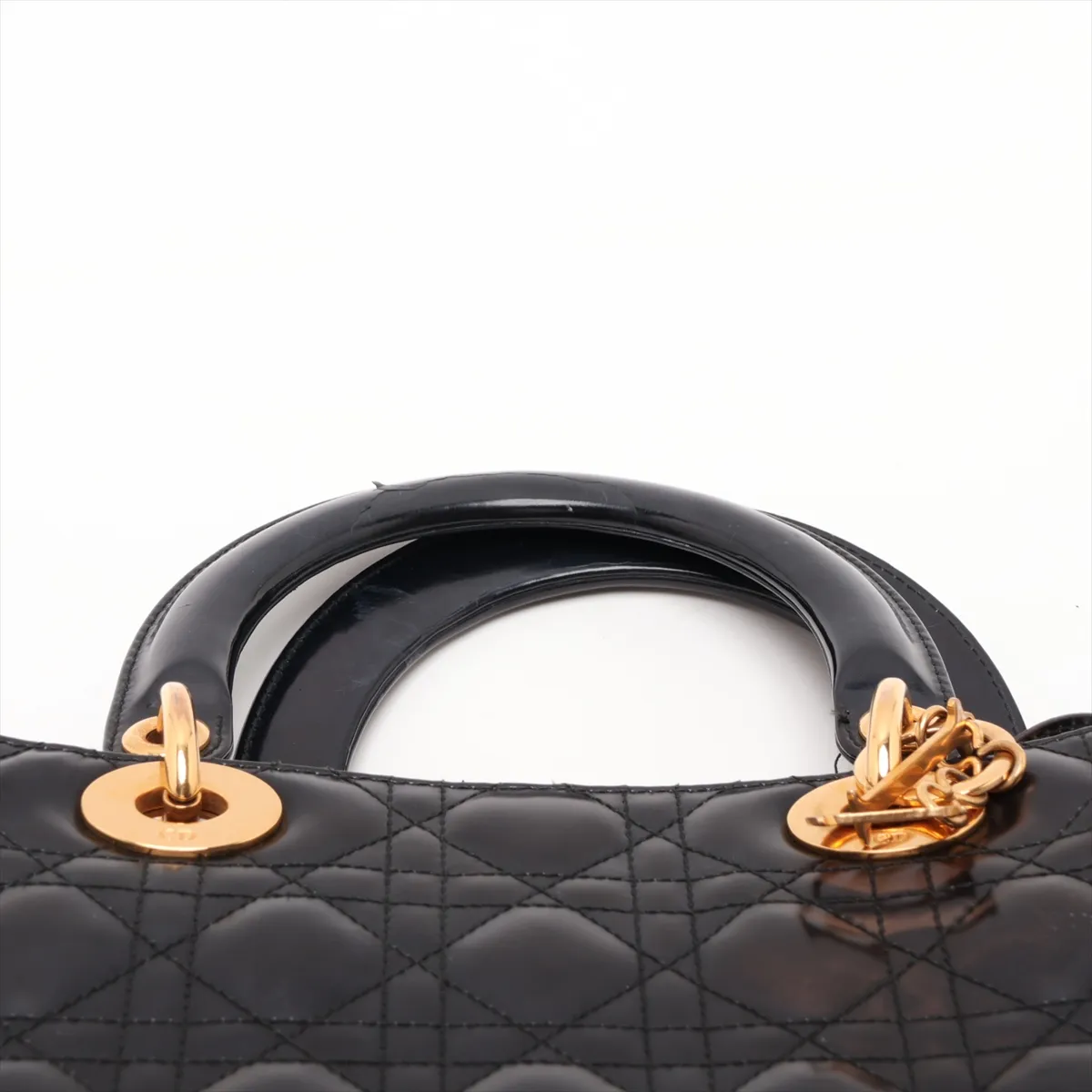 Cannage Lady Dior Leather Handbag, Black — view 6