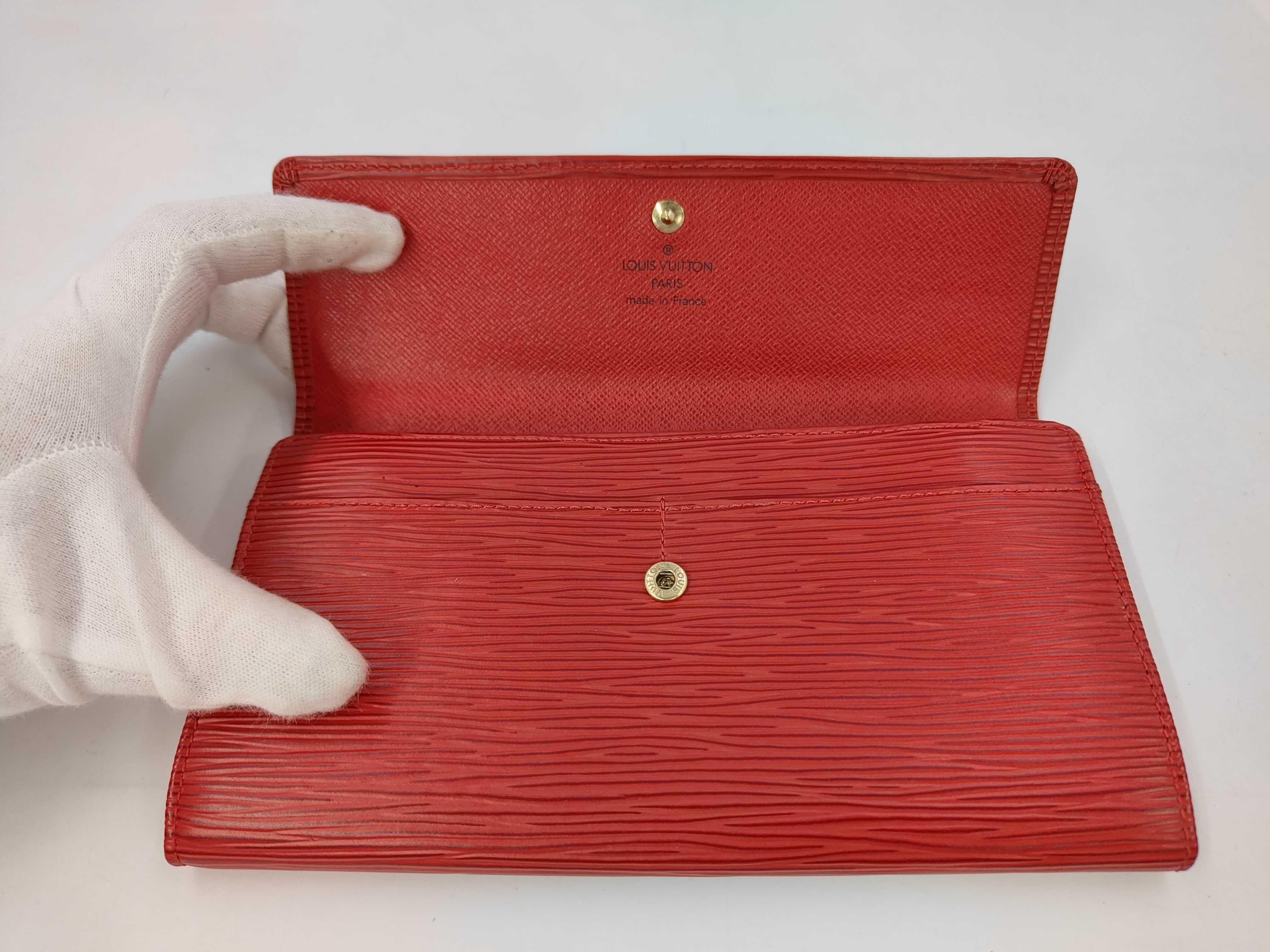 Epi Leather Pochette Portemonnaie Credit Card Wallet, Castilian Red, SR0090 — view 7