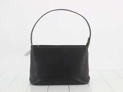 One-shoulder bag, black leather