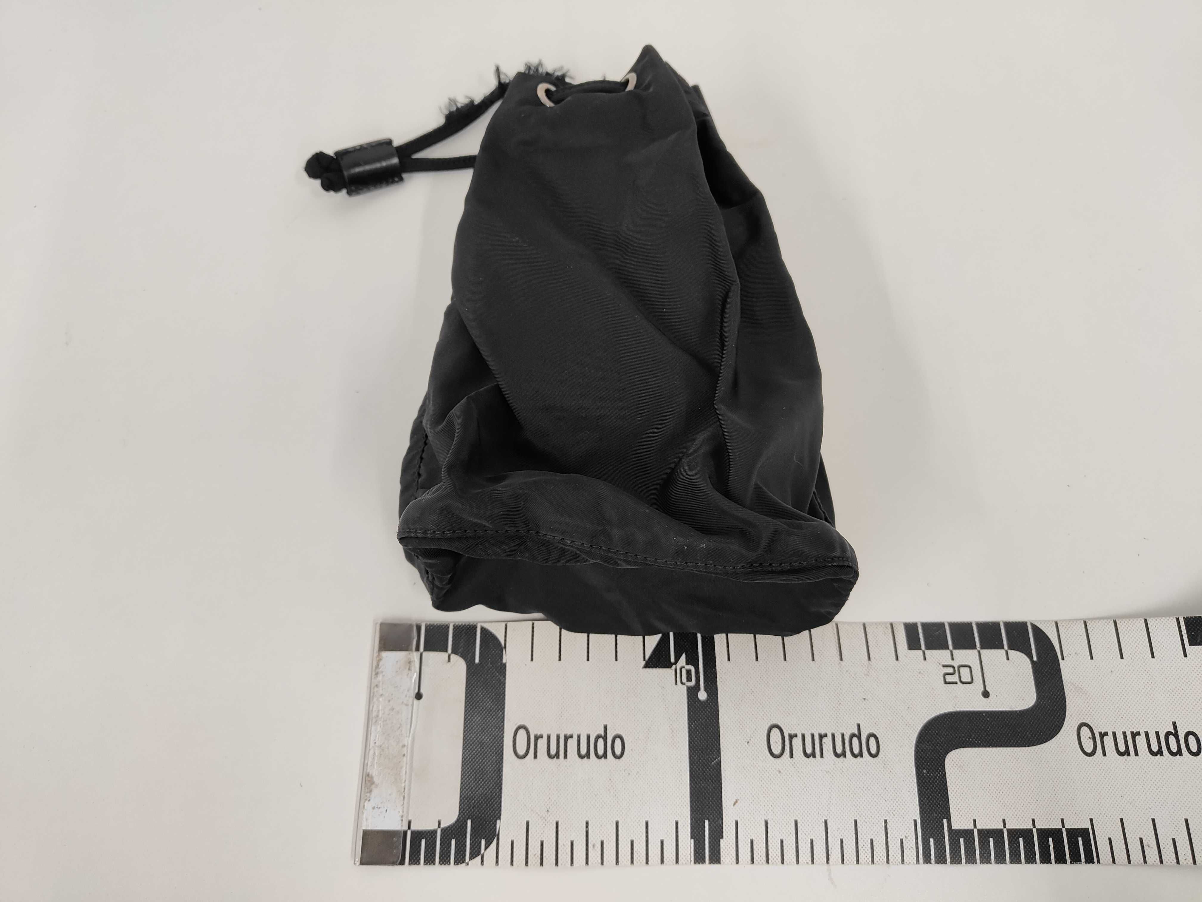 Nylon Triangle Logo Drawstring Pouch, Black — view 2