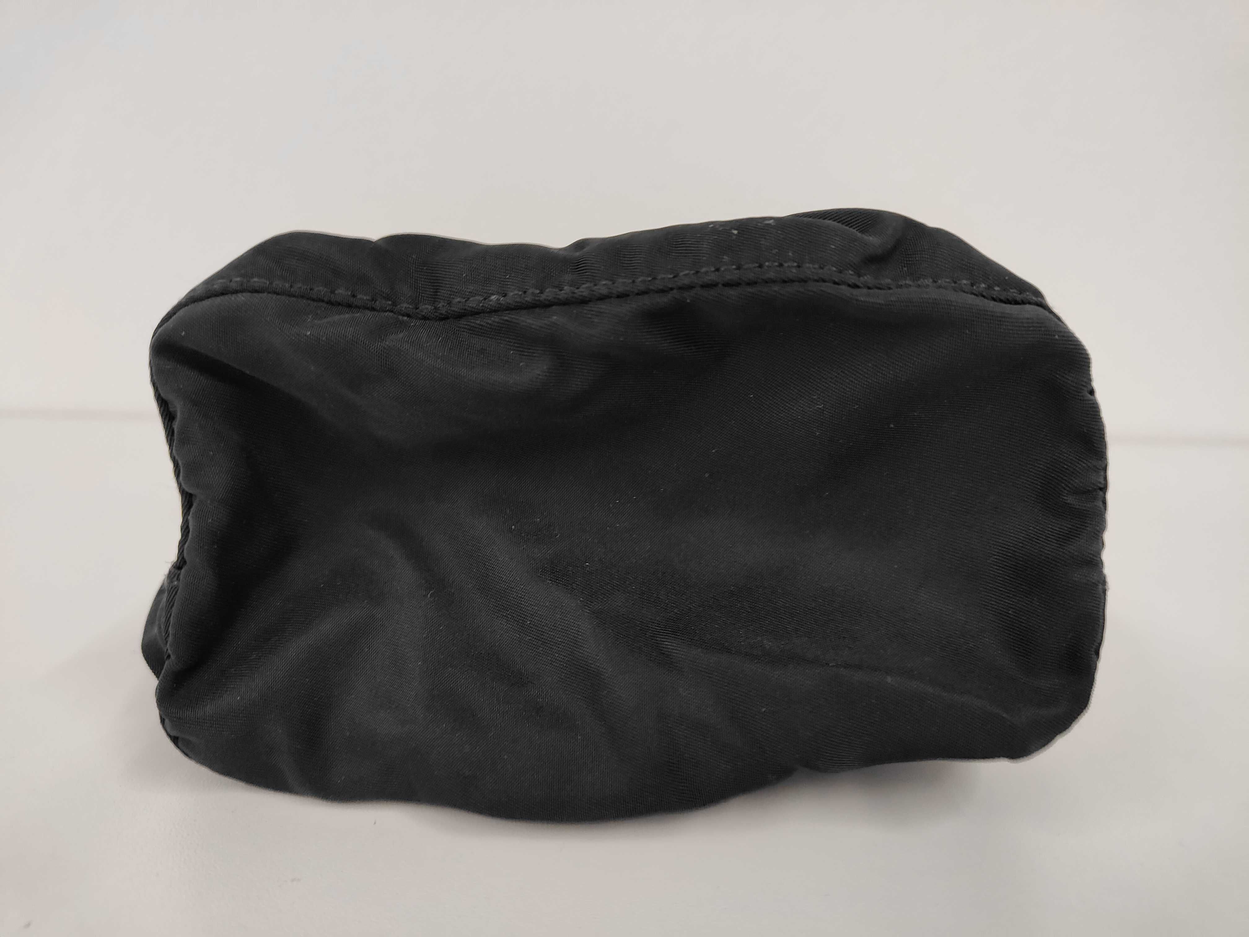 Nylon Triangle Logo Drawstring Pouch, Black — view 4