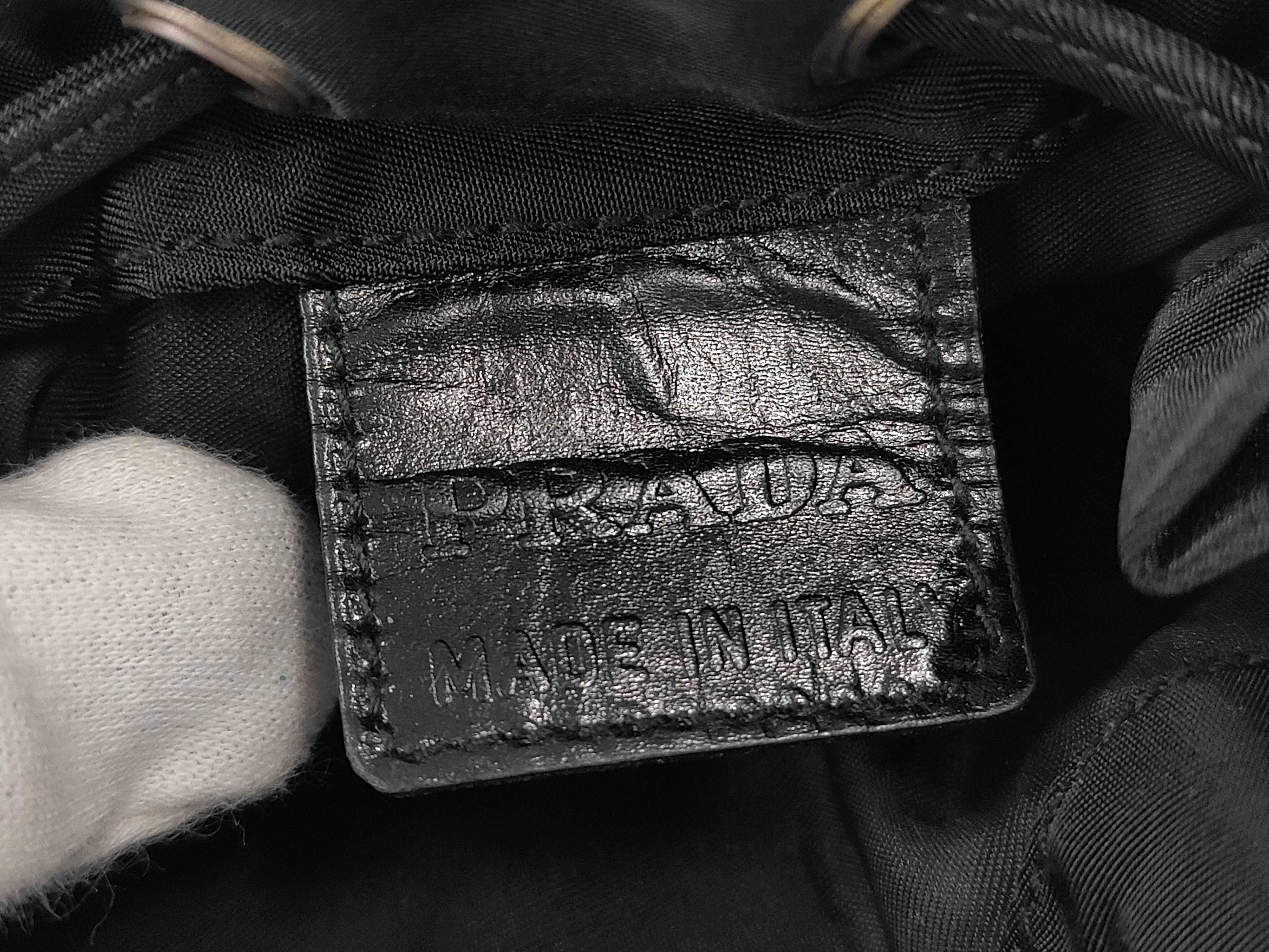 Nylon Triangle Logo Drawstring Pouch, Black — view 6