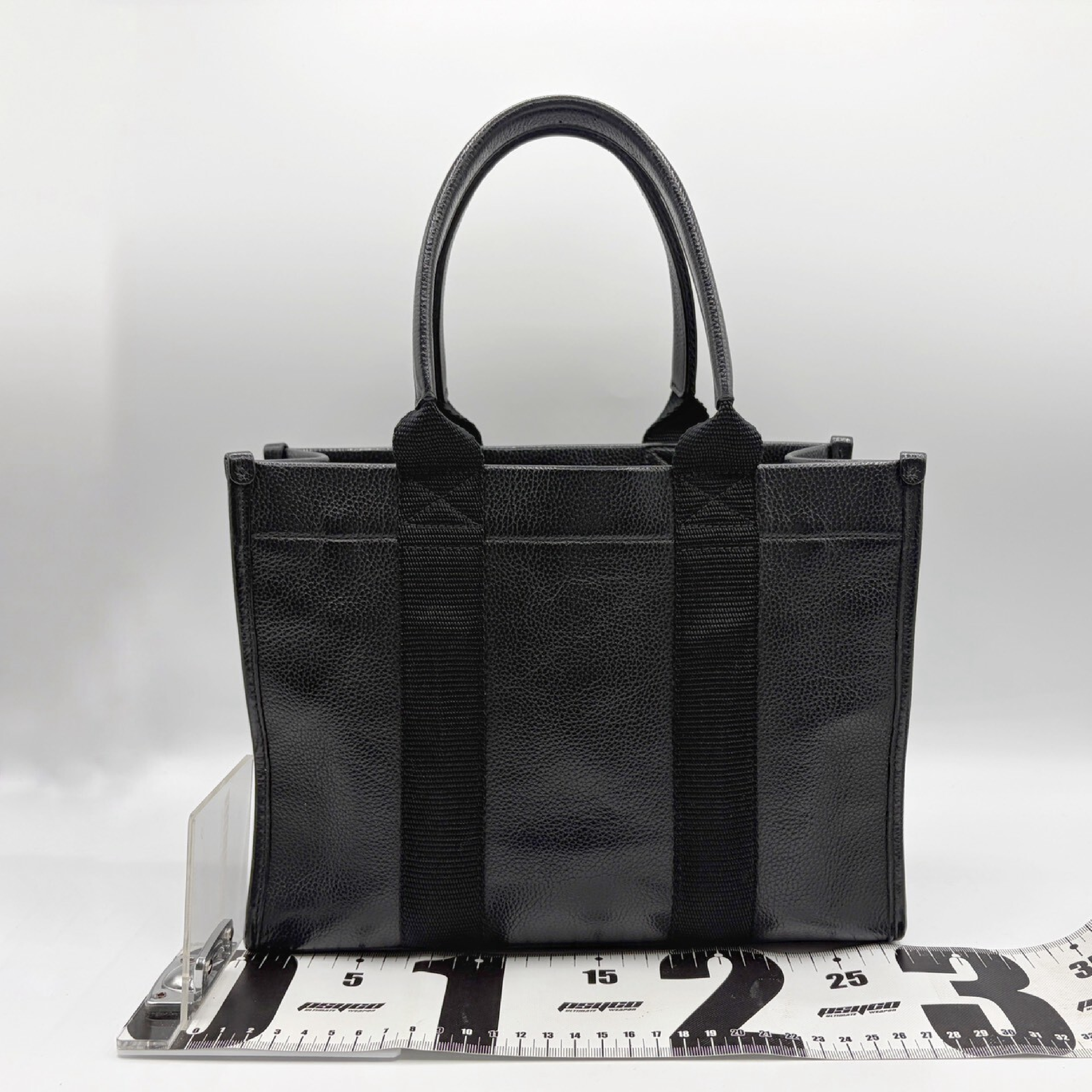 Hardware Small Tote Leather 2-way Black Tote Bag — view 3