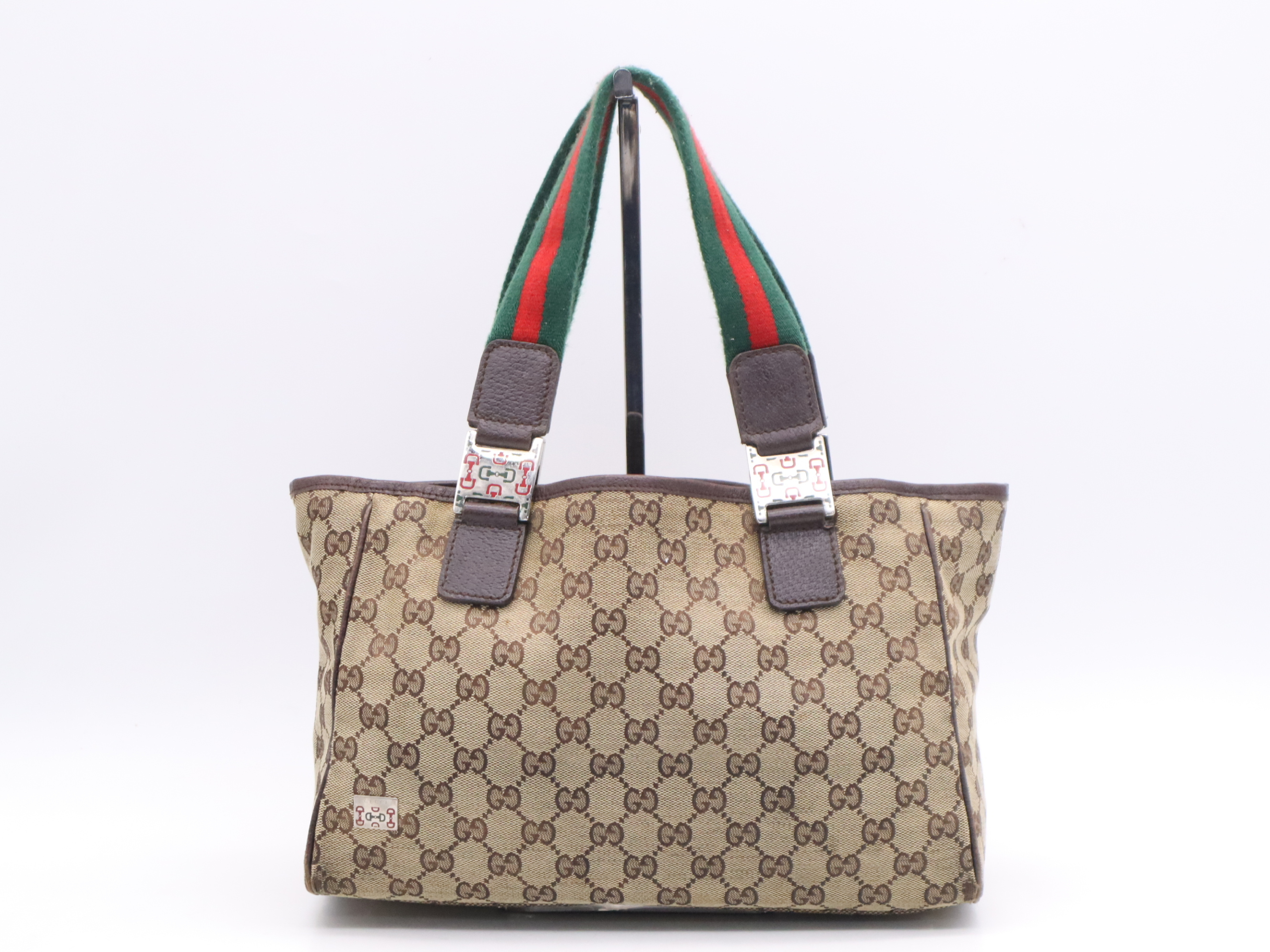 145810 GG Canvas x Sherry Line Horsebit Brown Silver Hardware Handbag