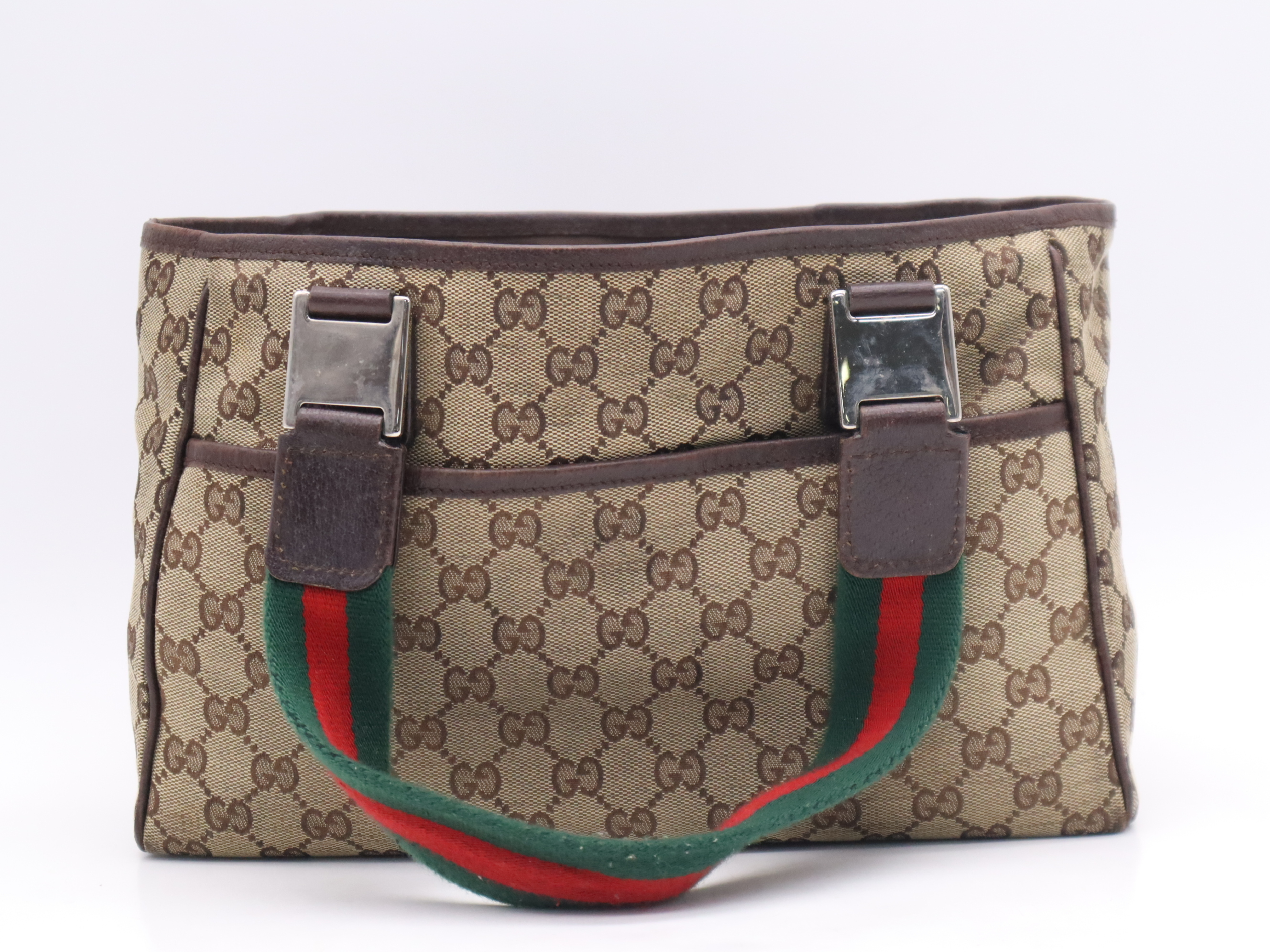 145810 GG Canvas x Sherry Line Horsebit Brown Silver Hardware Handbag — view 2