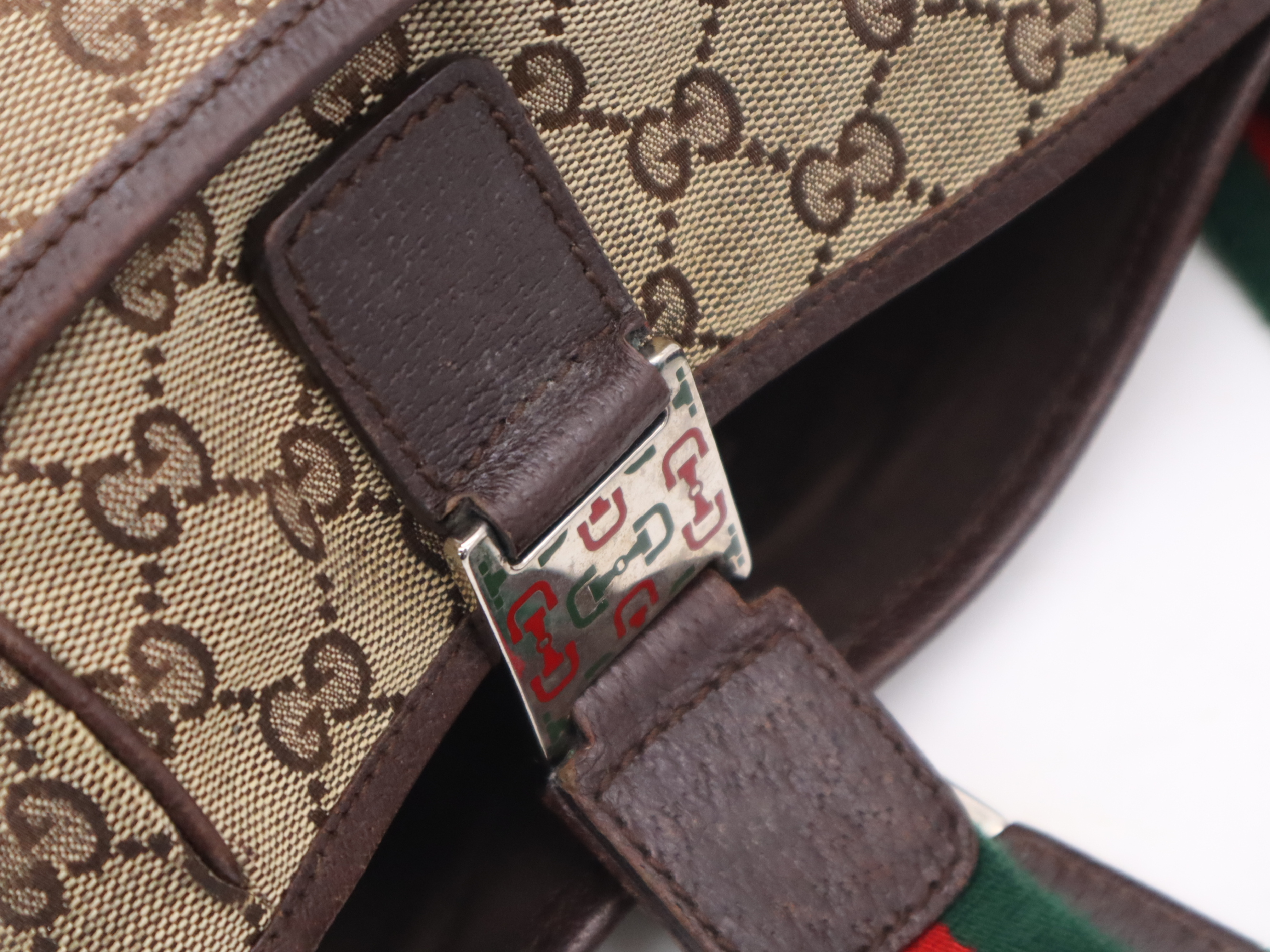 145810 GG Canvas x Sherry Line Horsebit Brown Silver Hardware Handbag — view 7