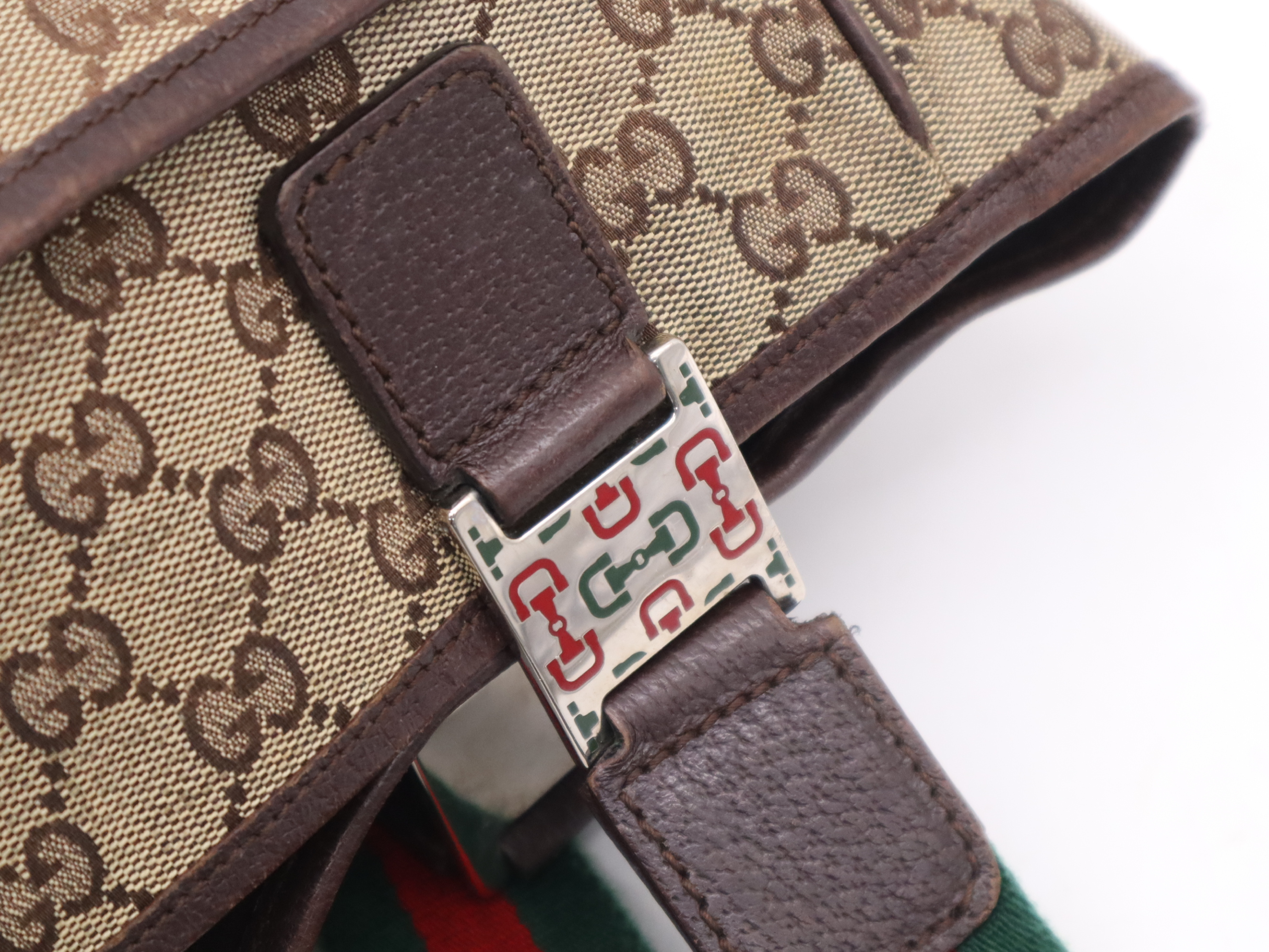 145810 GG Canvas x Sherry Line Horsebit Brown Silver Hardware Handbag — view 8