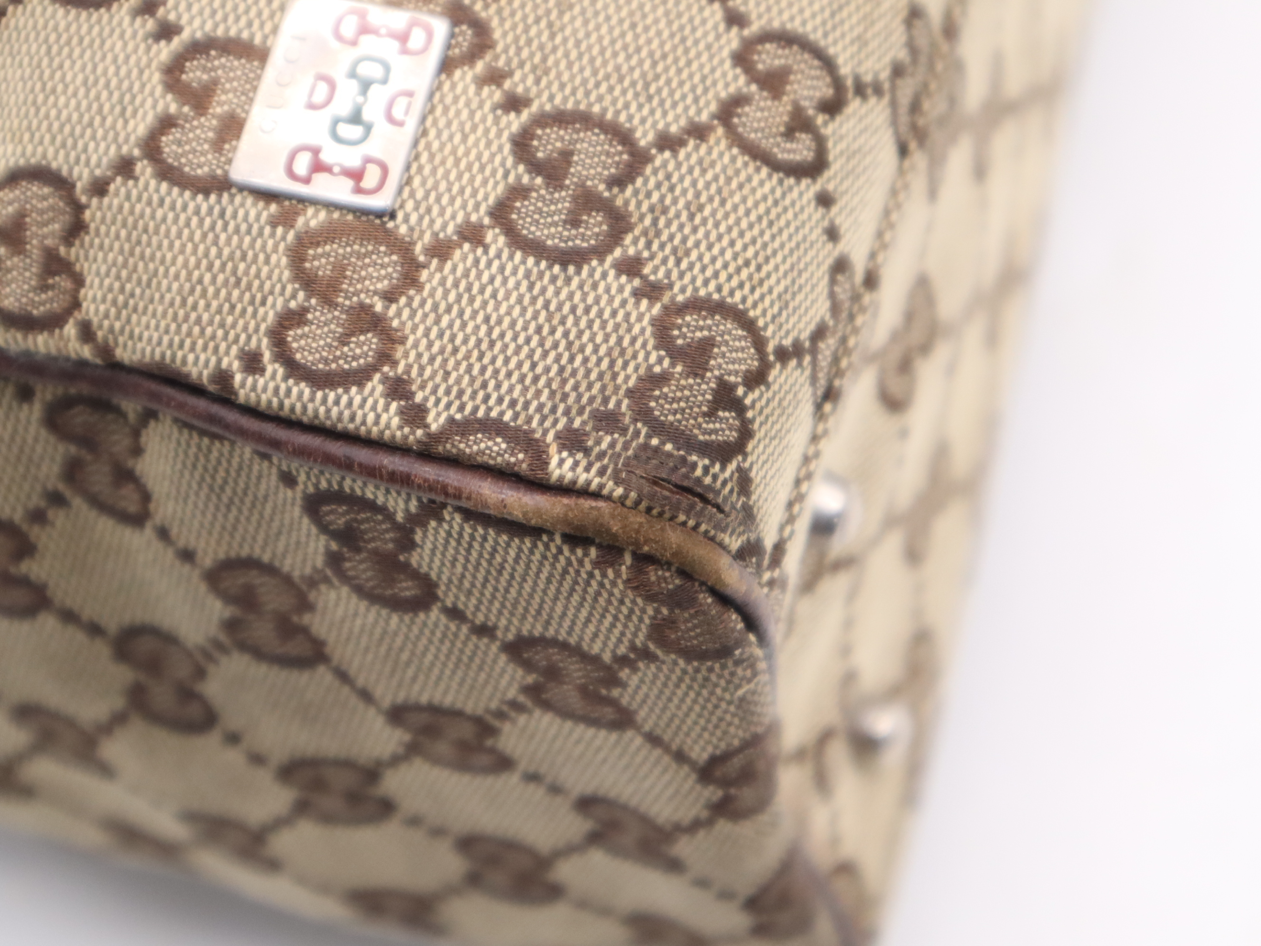 145810 GG Canvas x Sherry Line Horsebit Brown Silver Hardware Handbag — view 10