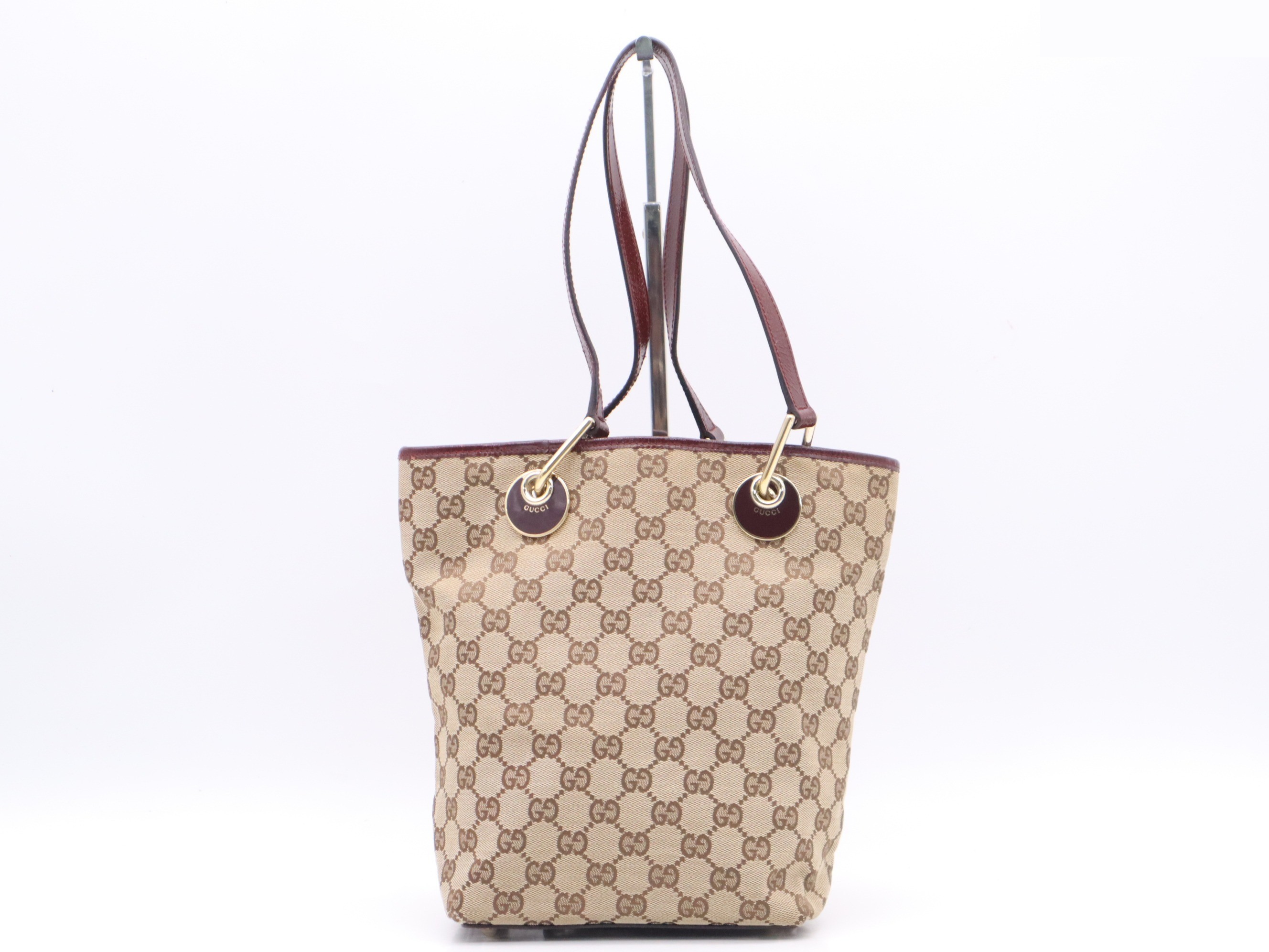 GG Canvas Tote Bag, Brown, Gold Hardware