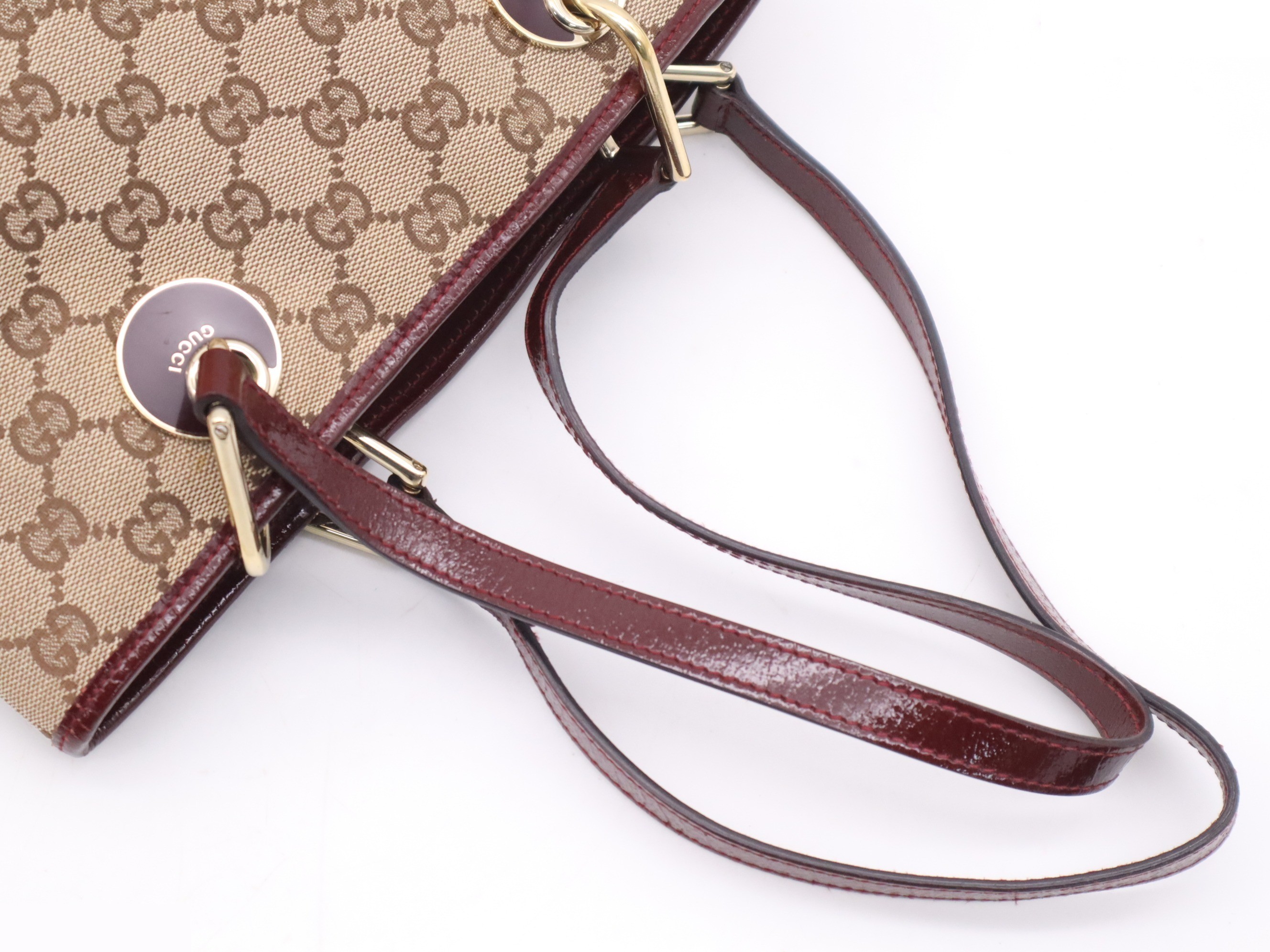 GG Canvas Tote Bag, Brown, Gold Hardware — view 6