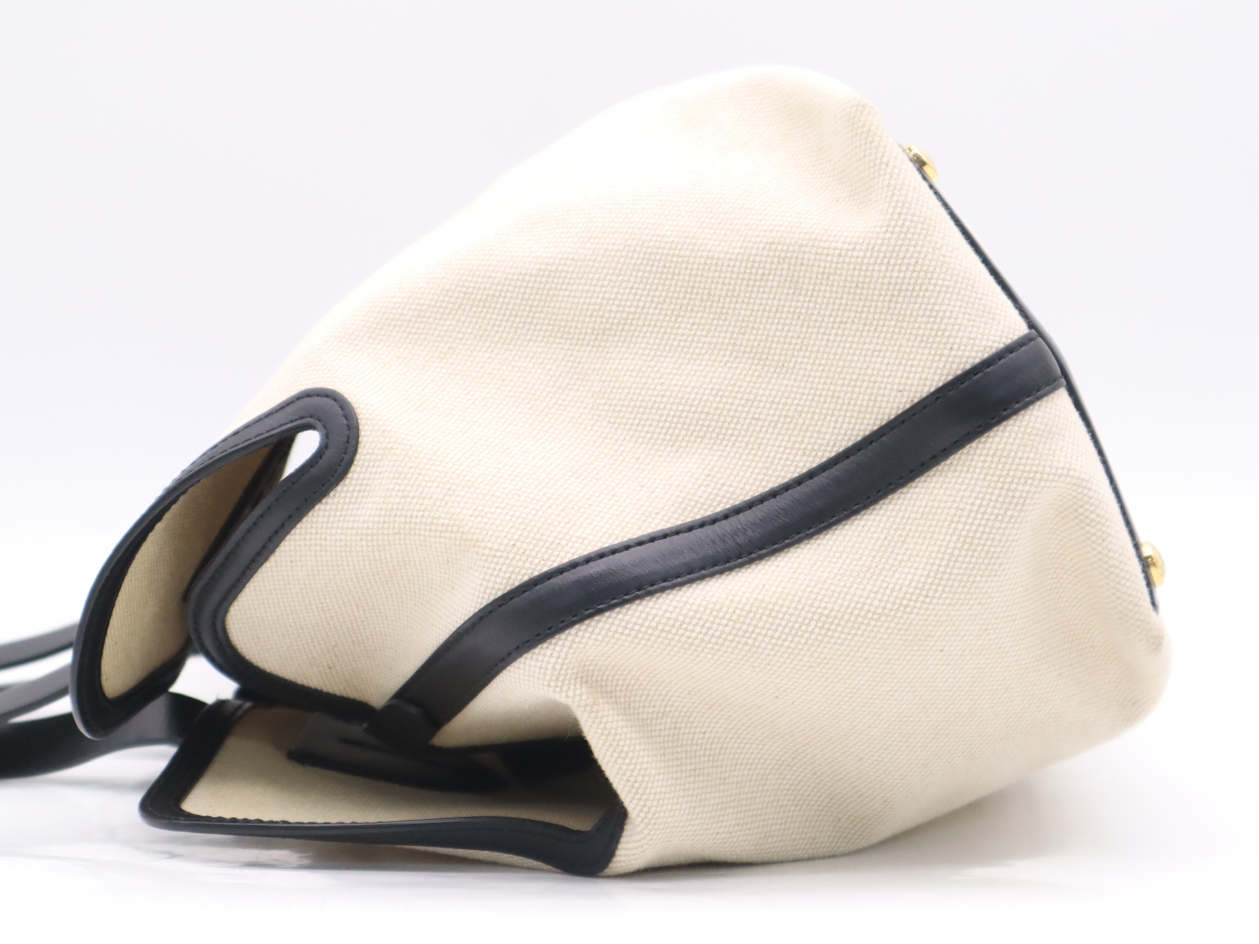 Canvas/Leather Horseferry Tote Bag, Beige/Black, with Pouch and Dust Bag. — view 3