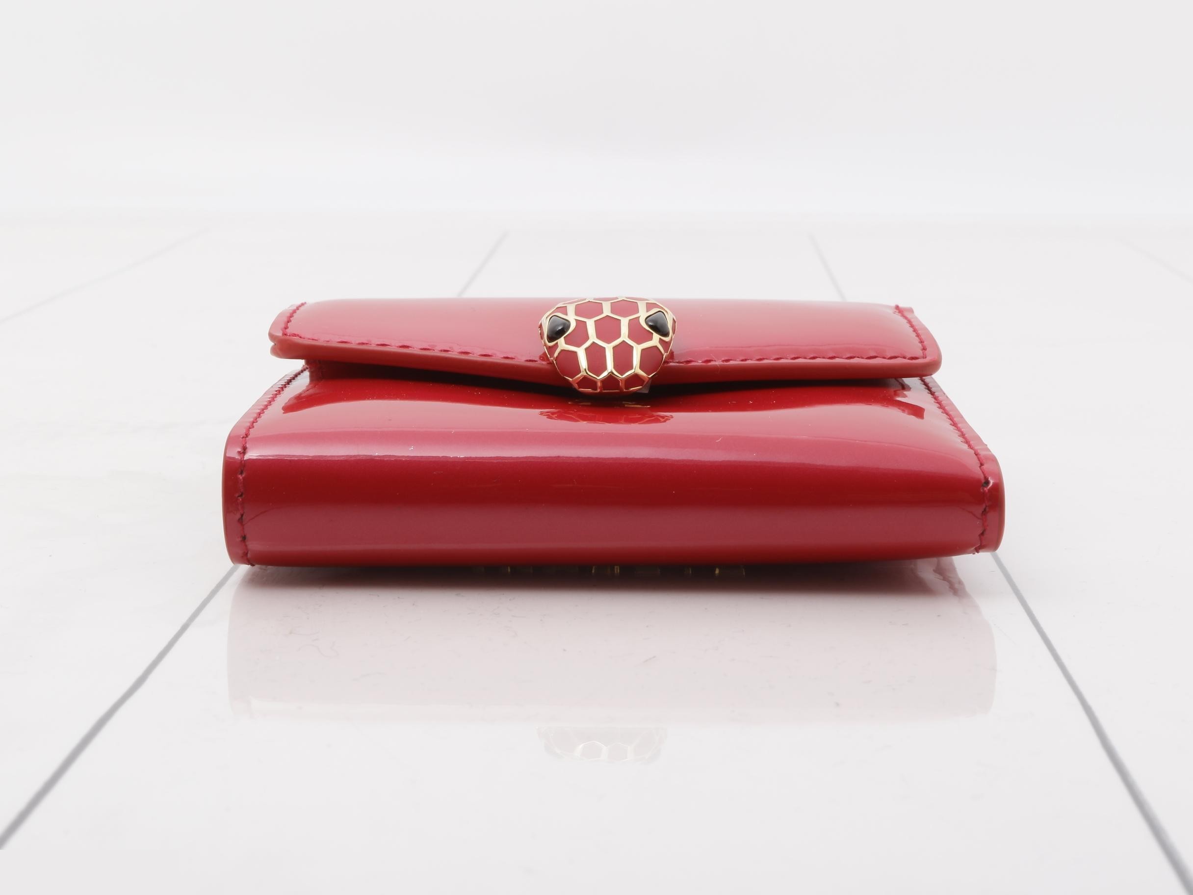 Serpenti Tri-fold Wallet, Red Leather — view 3