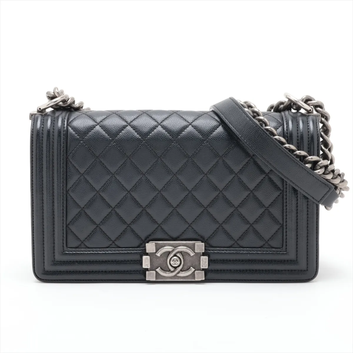 Boy Chanel 25 Caviar Skin Chain Shoulder Bag, Black with Gunmetal Hardware, 26078328, Serial Number 26, A67086