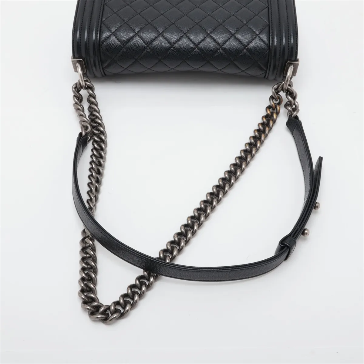 Boy Chanel 25 Caviar Skin Chain Shoulder Bag, Black with Gunmetal Hardware, 26078328, Serial Number 26, A67086 — view 5