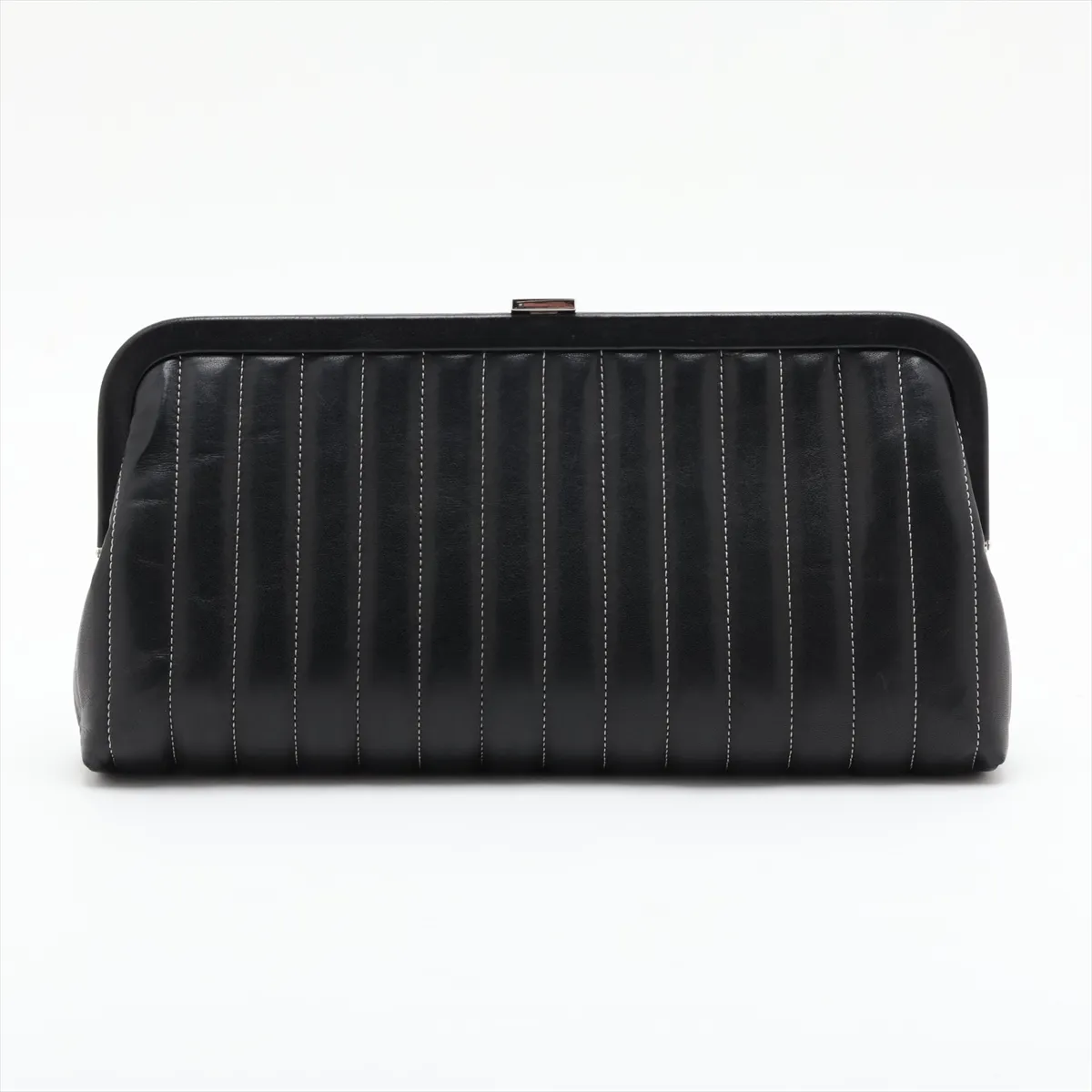 Mademoiselle Lambskin Clutch Bag, Black with Silver Hardware, 10375553 (Serial Number in the 10s) — view 2