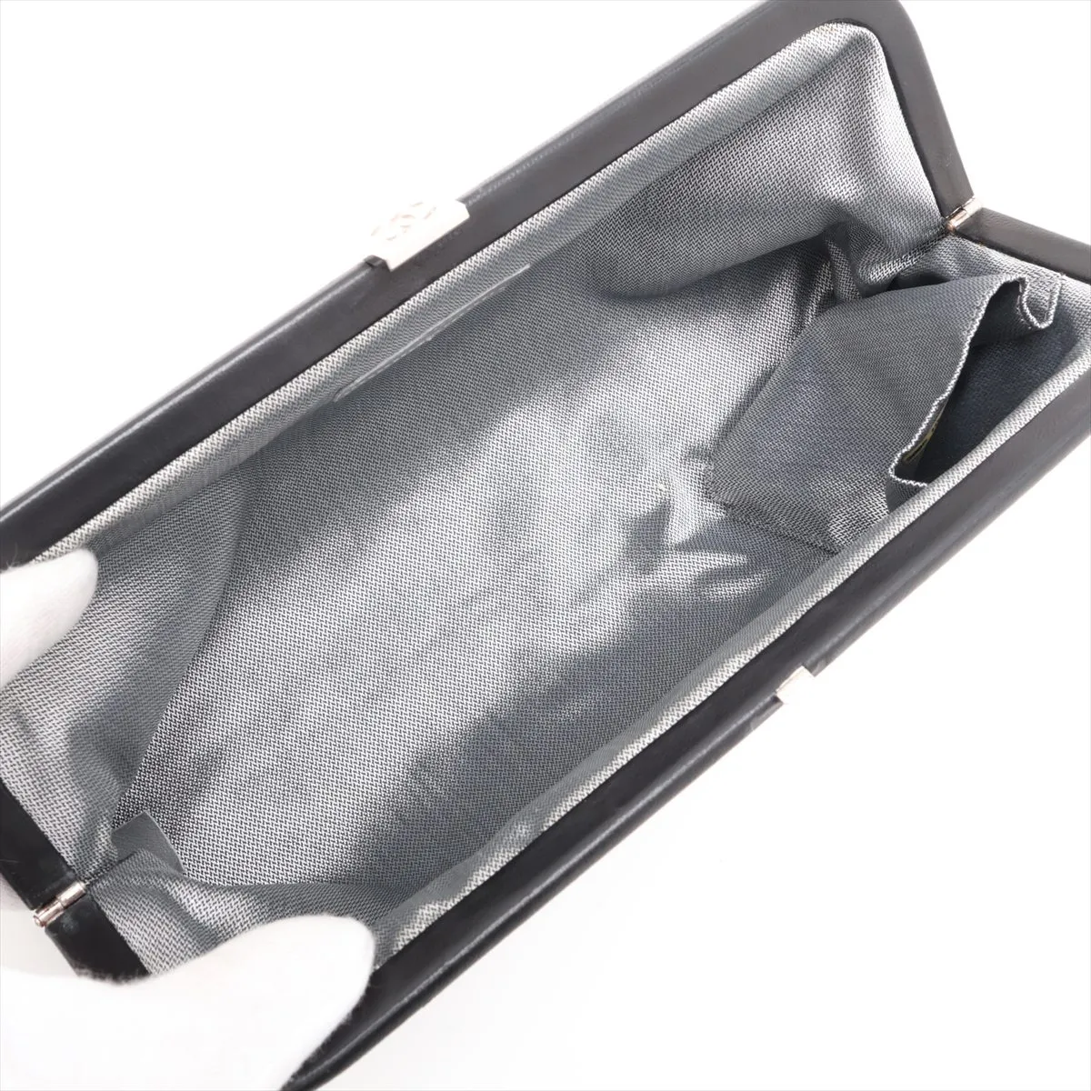 Mademoiselle Lambskin Clutch Bag, Black with Silver Hardware, 10375553 (Serial Number in the 10s) — view 5