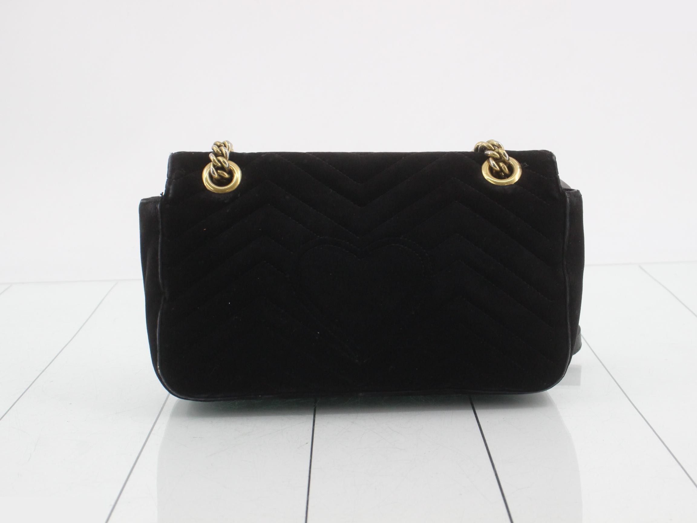 GG Marmont Velour Black Quilted Shoulder Bag — view 2