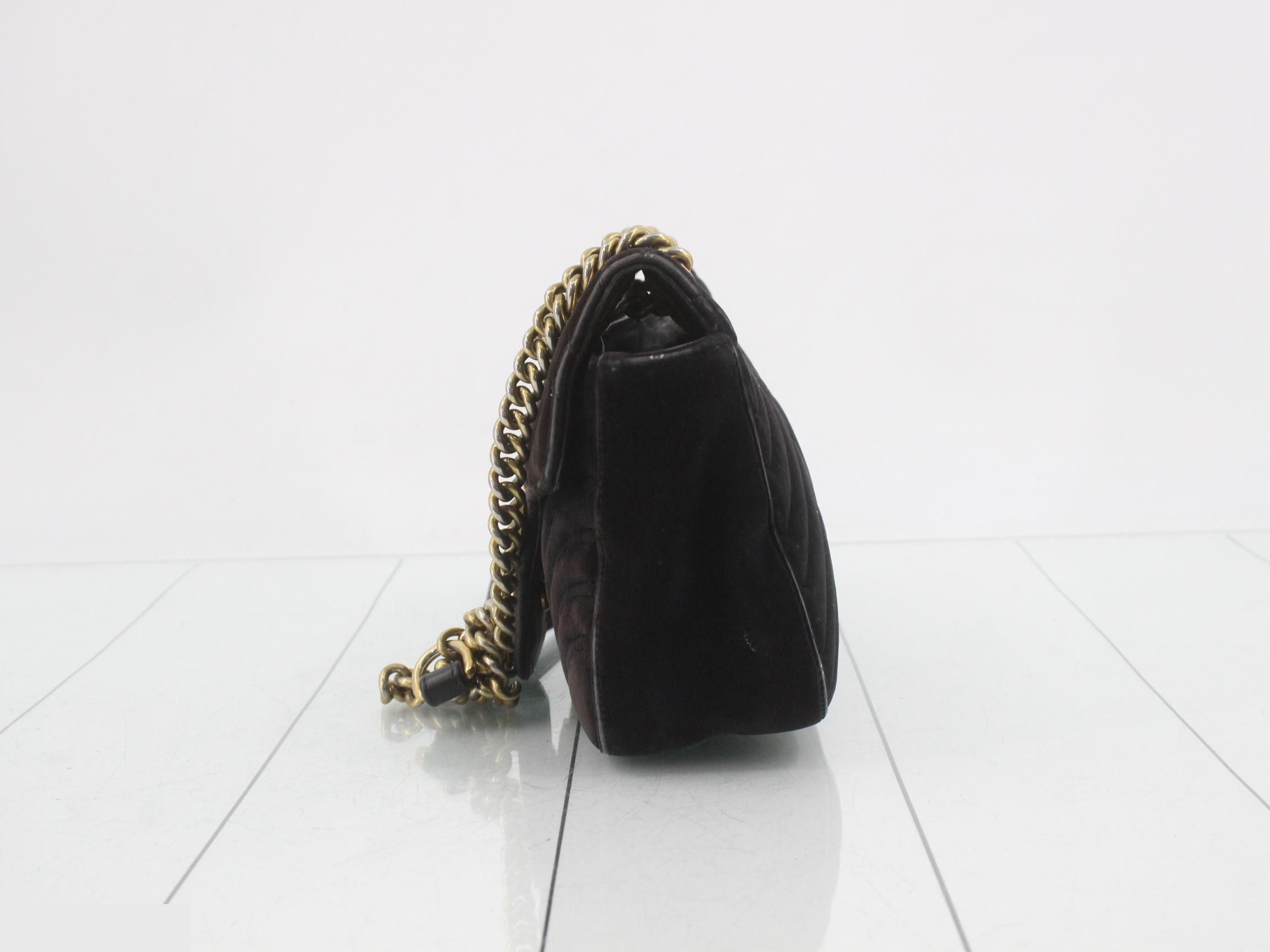 GG Marmont Velour Black Quilted Shoulder Bag — view 3