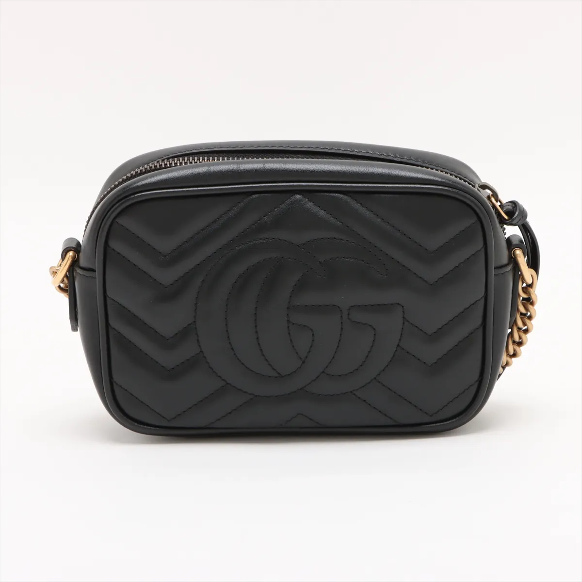 GG Marmont Leather Chain Shoulder Bag Black 448065 — view 2