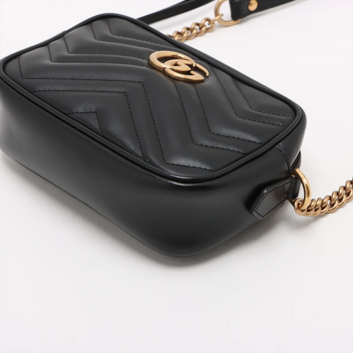 GG Marmont Leather Chain Shoulder Bag Black 448065 — view 3