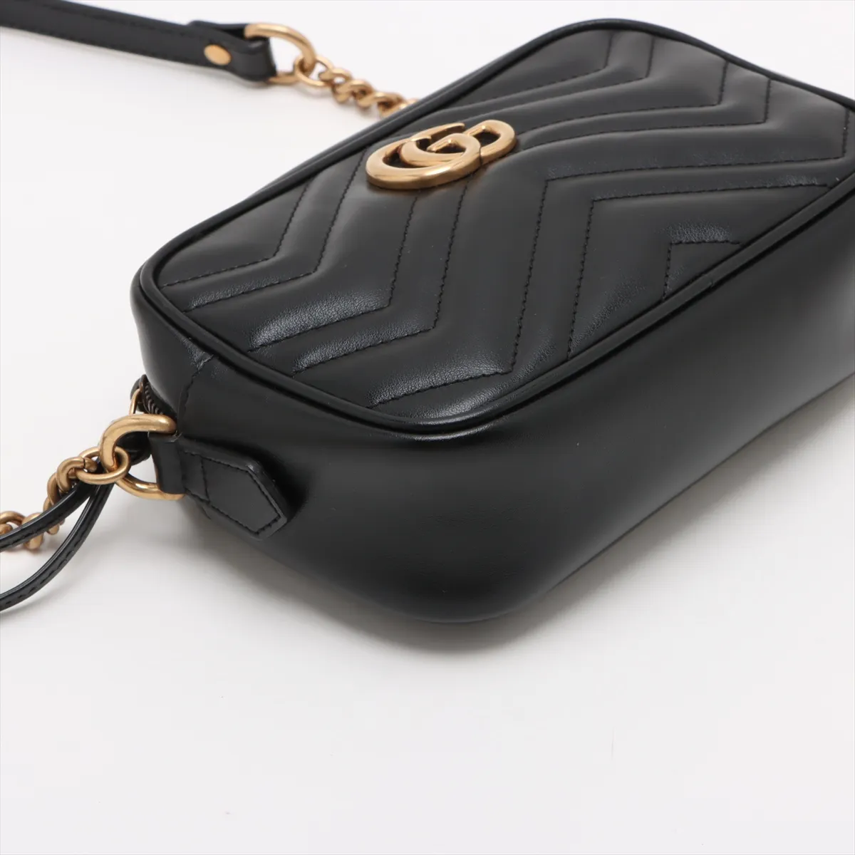 GG Marmont Leather Chain Shoulder Bag Black 448065 — view 4