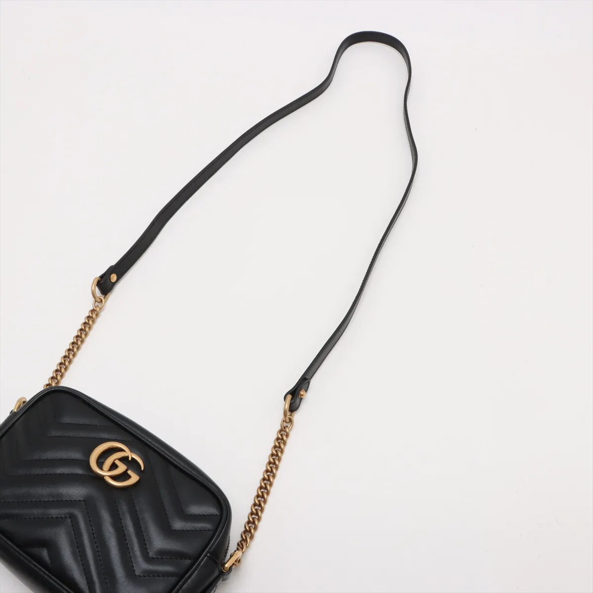GG Marmont Leather Chain Shoulder Bag Black 448065 — view 5