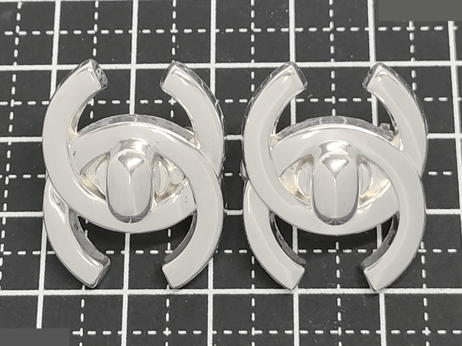 Coco Turnlock Silver Earrings — view 6