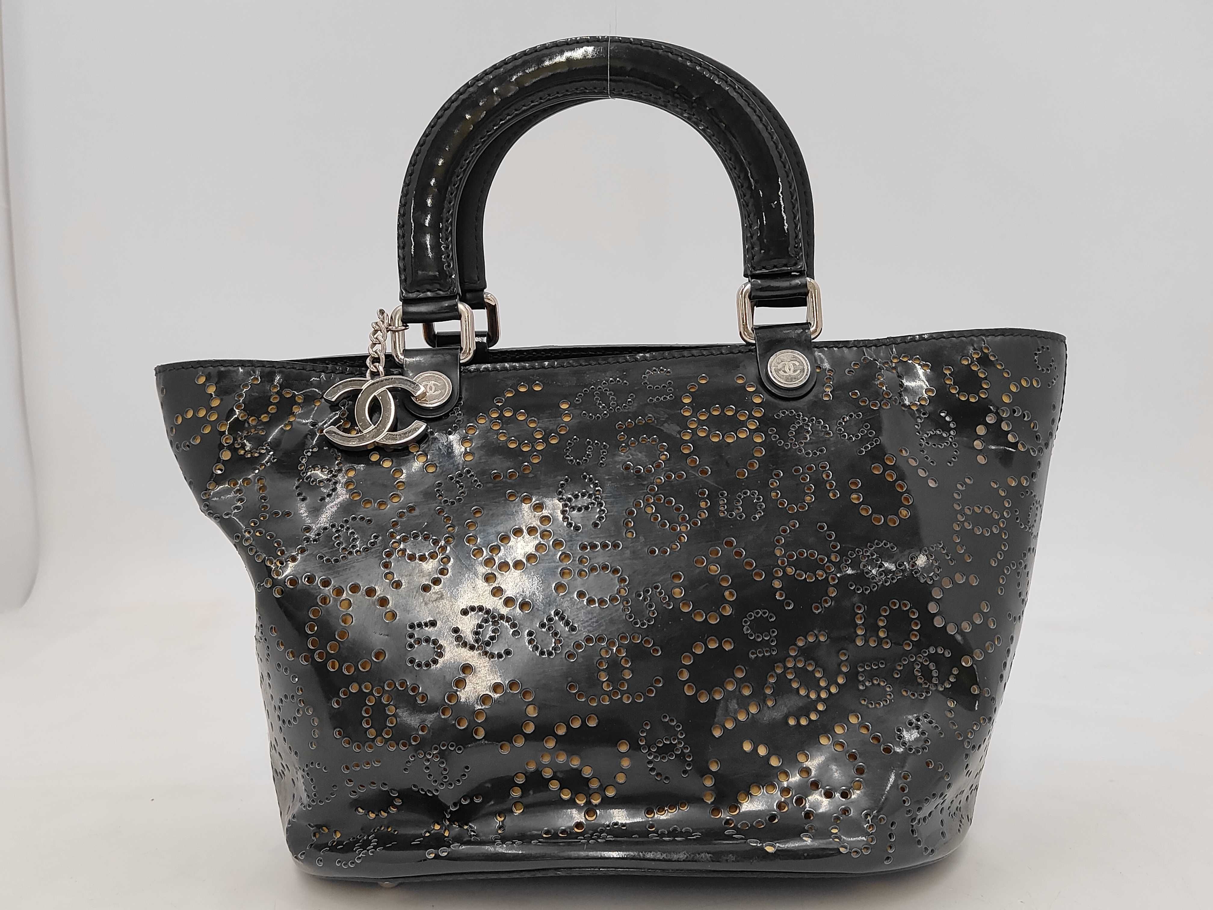 Coco Mark Patent Leather Handbag Tote Bag (with serial number sticker)